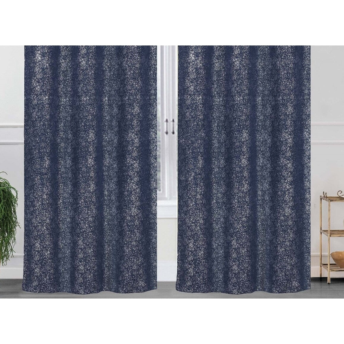 J&V Textiles Cassie Metallic Textured Blackout Grommet Top Curtains - 38X84 -76X84