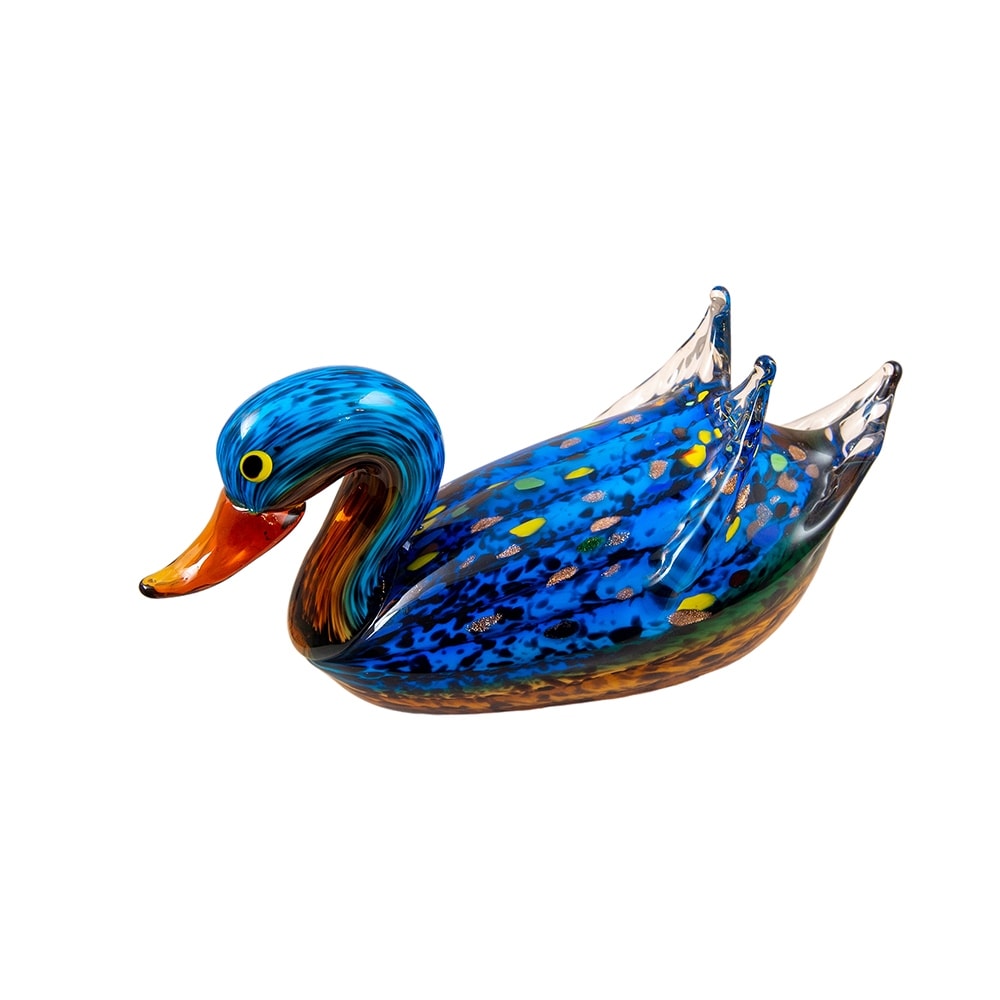 Spotted Duck Handcrafted Art Glass Figurine