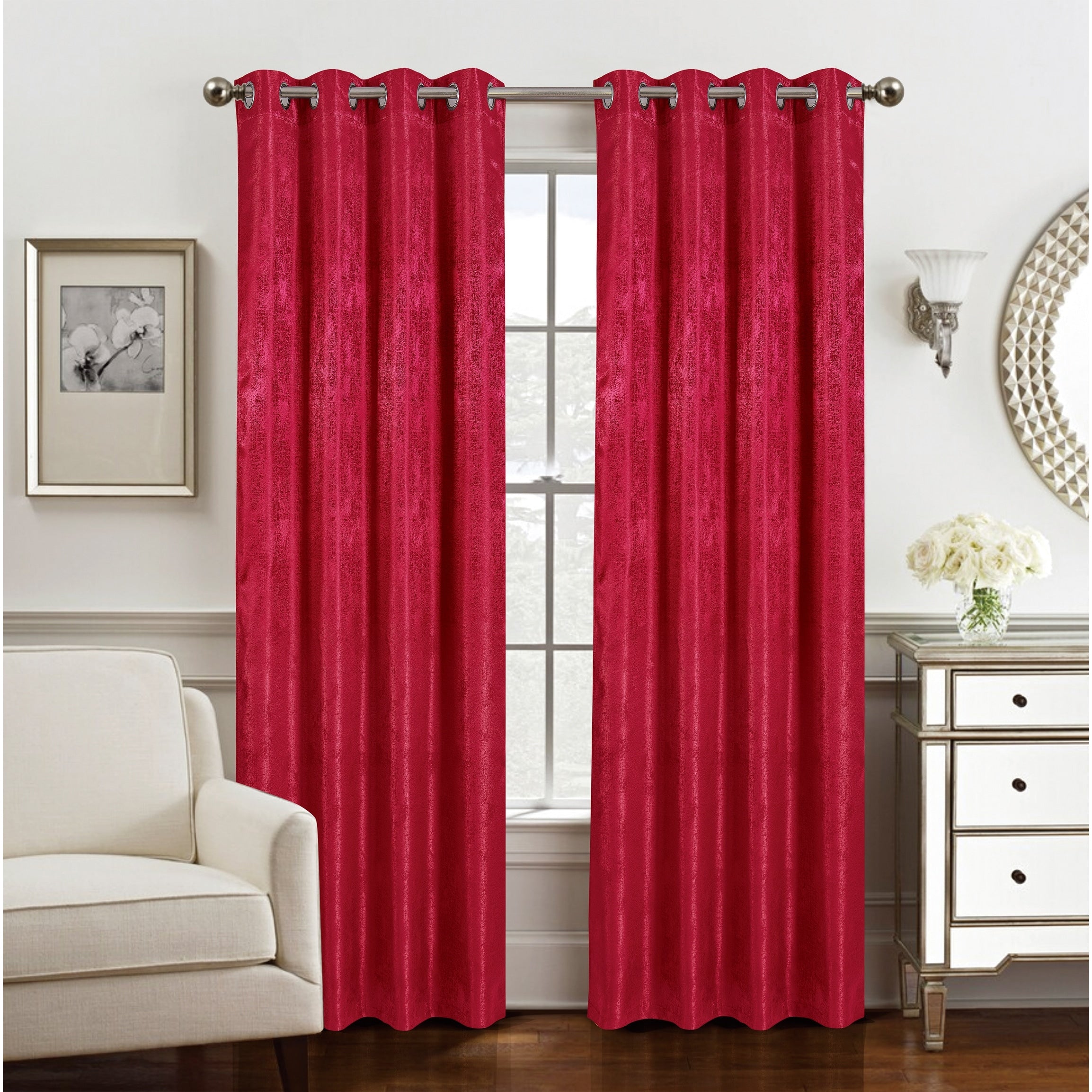 Roxy Two Tone Jacquard Grommet Window Curtain Panel 84 inch