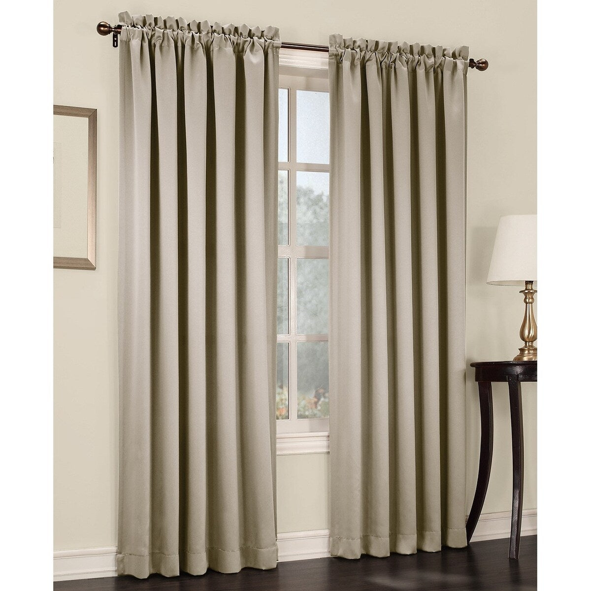 Sun Zero Barrow Energy Efficient Grommet Curtain Panel 54 x 63 Stone - Beige - 54 X 63