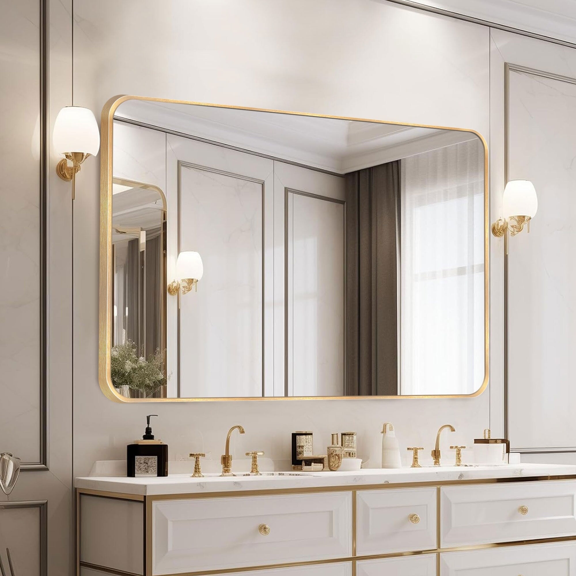 Wall Mount Bathroom Rectangle Vanity Mirror (Horizontal/Vertical)