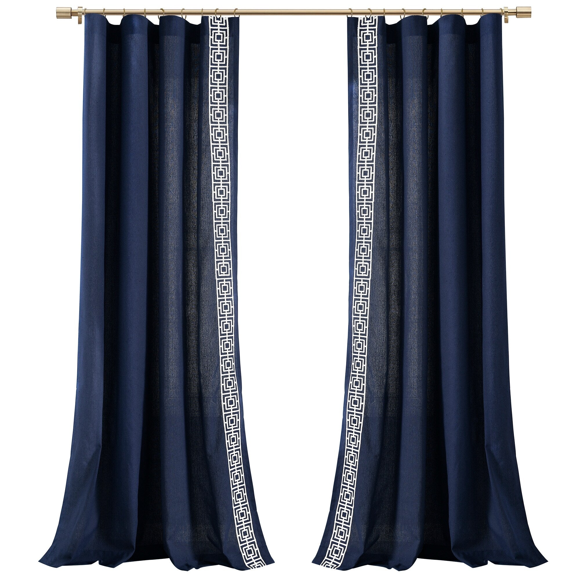 Lush Decor Luxury Modern Square Embroidery Border Window Curtain Panels