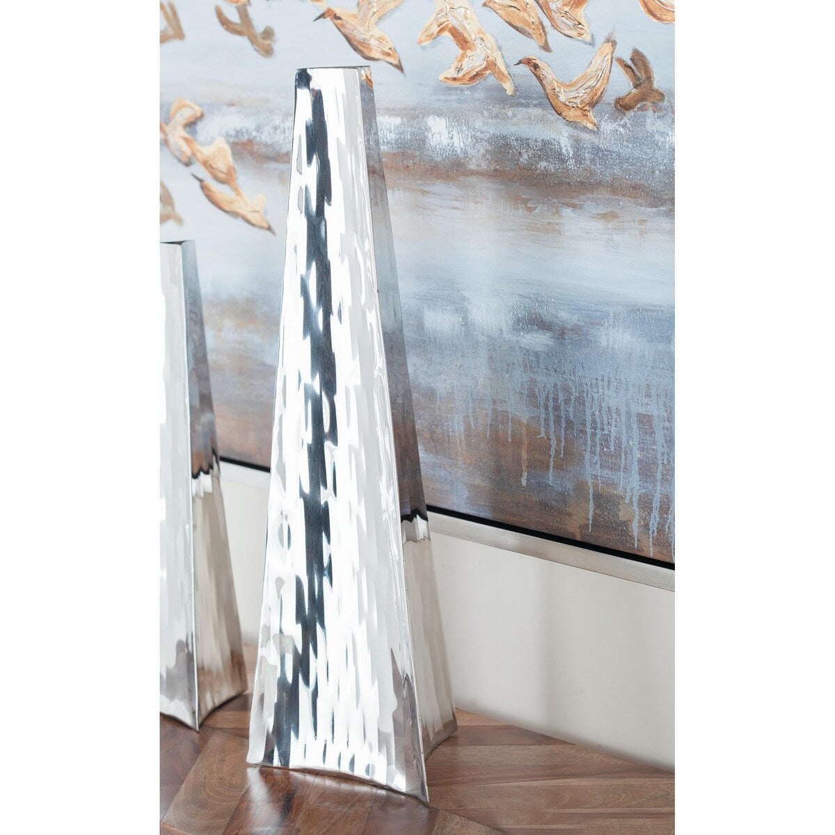 Stainless Steel Metal Hammered Decorative Vase - Silver - Roche River Decor