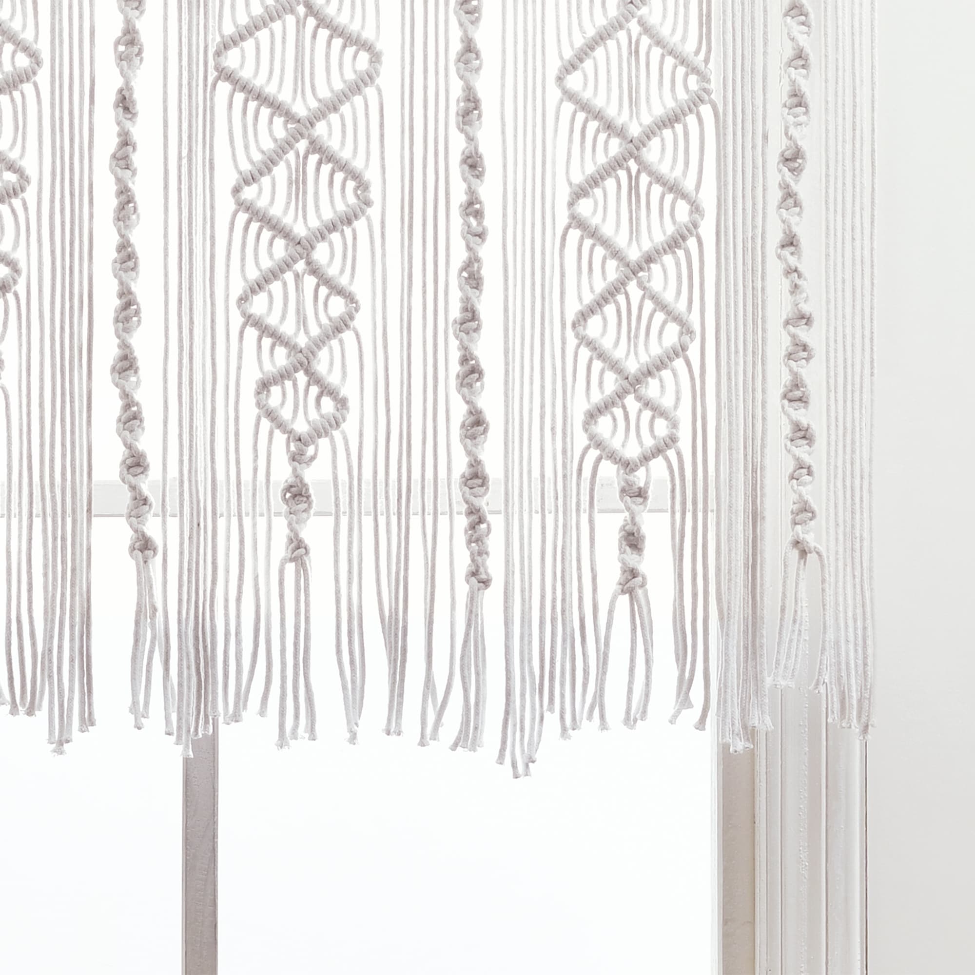 Lush Decor Boho Macrame Textured Cotton Valance/Kitchen Curtain/Wall Decor