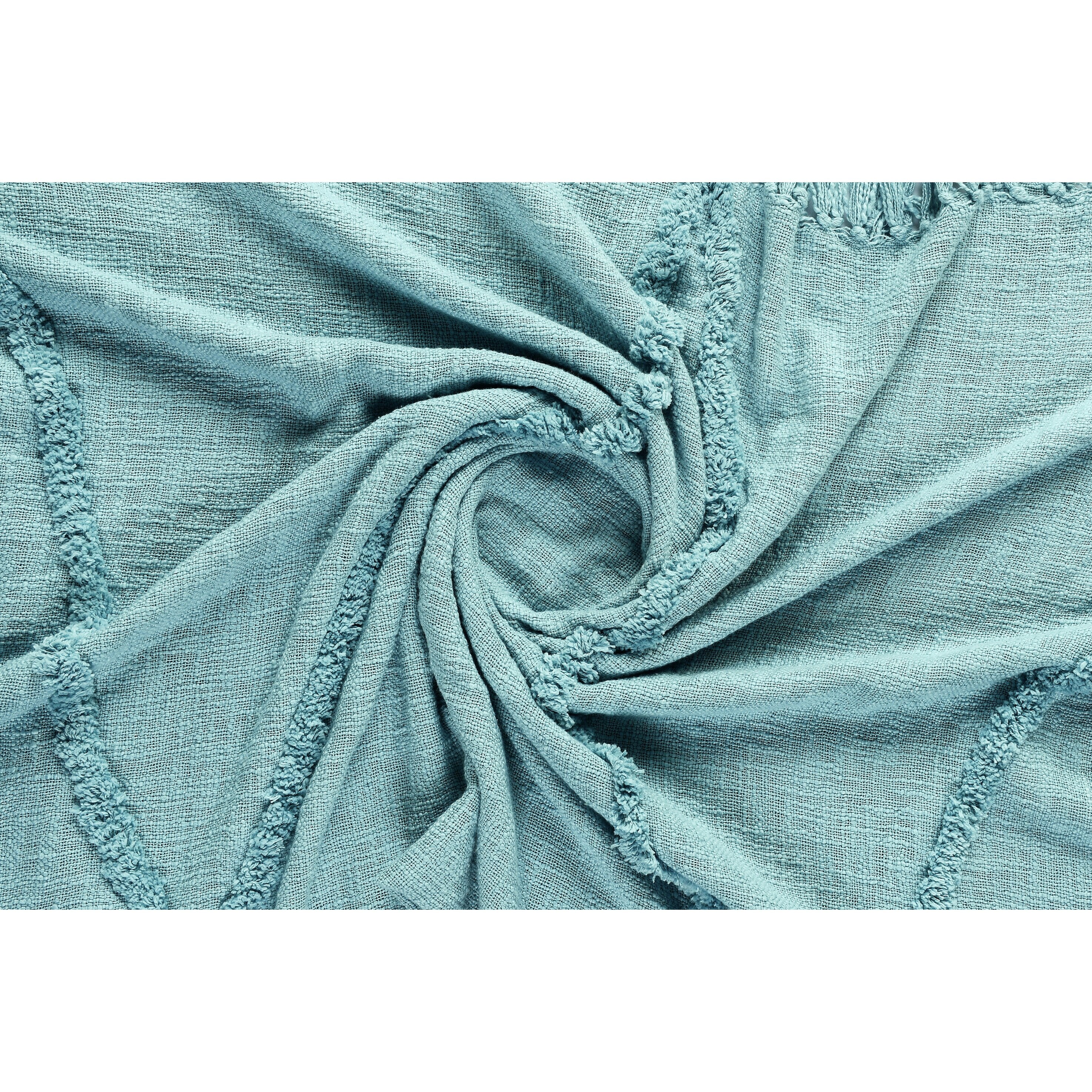 Sevita Handmade Tufted Diamonds Natural Cotton Throw Blanket