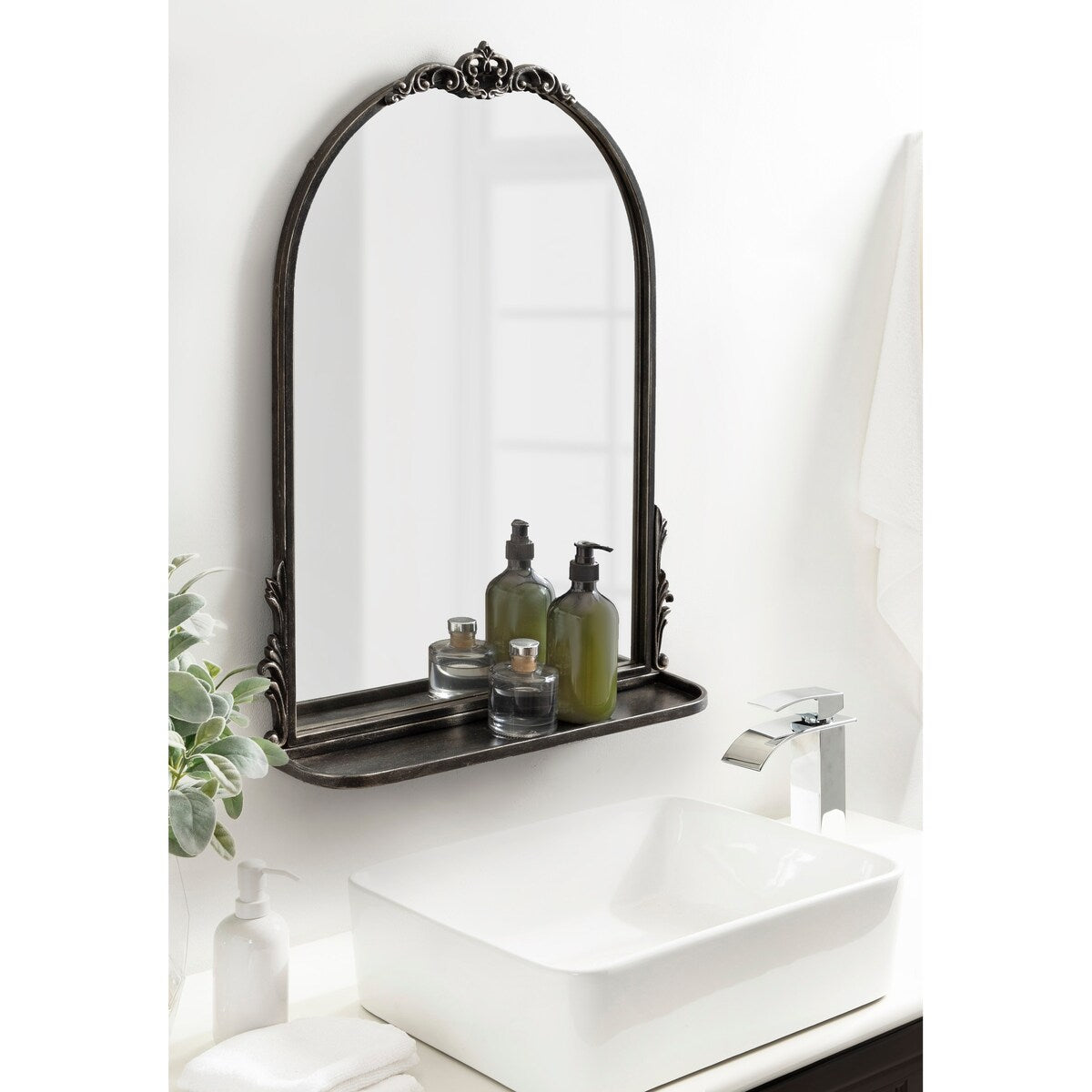 Kate and Laurel Myrcelle Arched Wall Mirror with Shelf