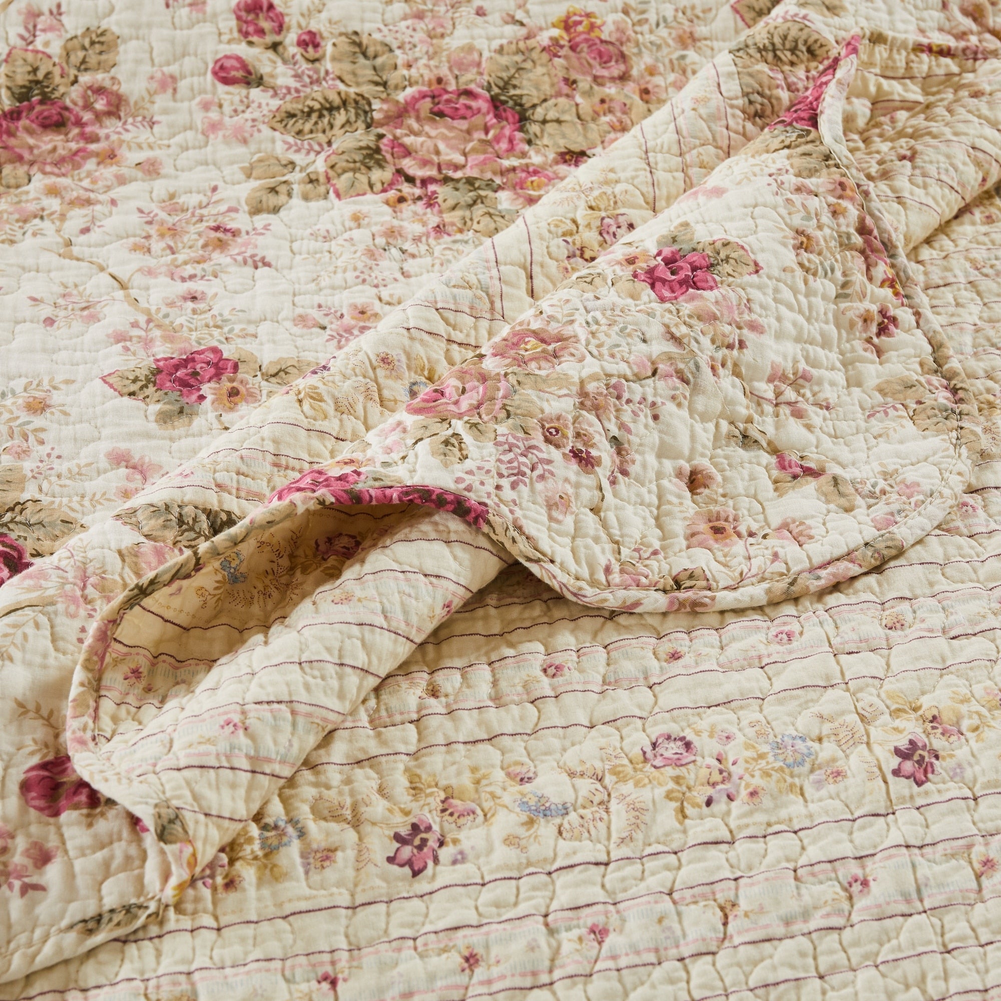 Greenland Home Fashions Antique Rose 100-Percent Cotton Quilted Throw Blanket