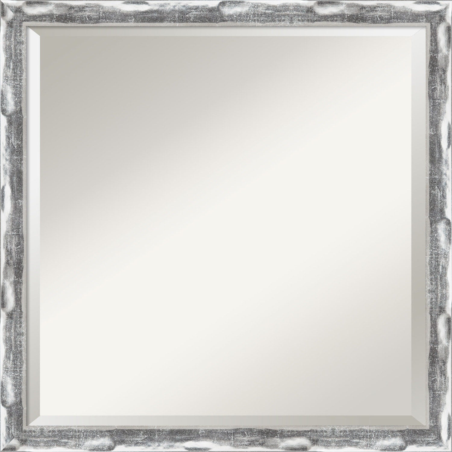 Beveled Bathroom Wall Mirror - Scratched Wave Chrome Frame - Scratched Wave Chrome