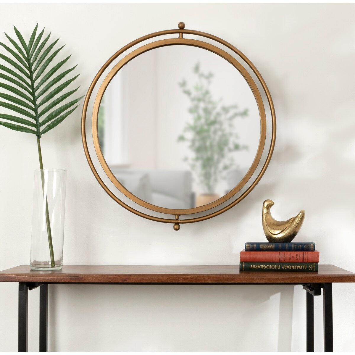 Kate and Laurel Baron Rustic Pivot Mirror, 21 Diameter, Raw Iron