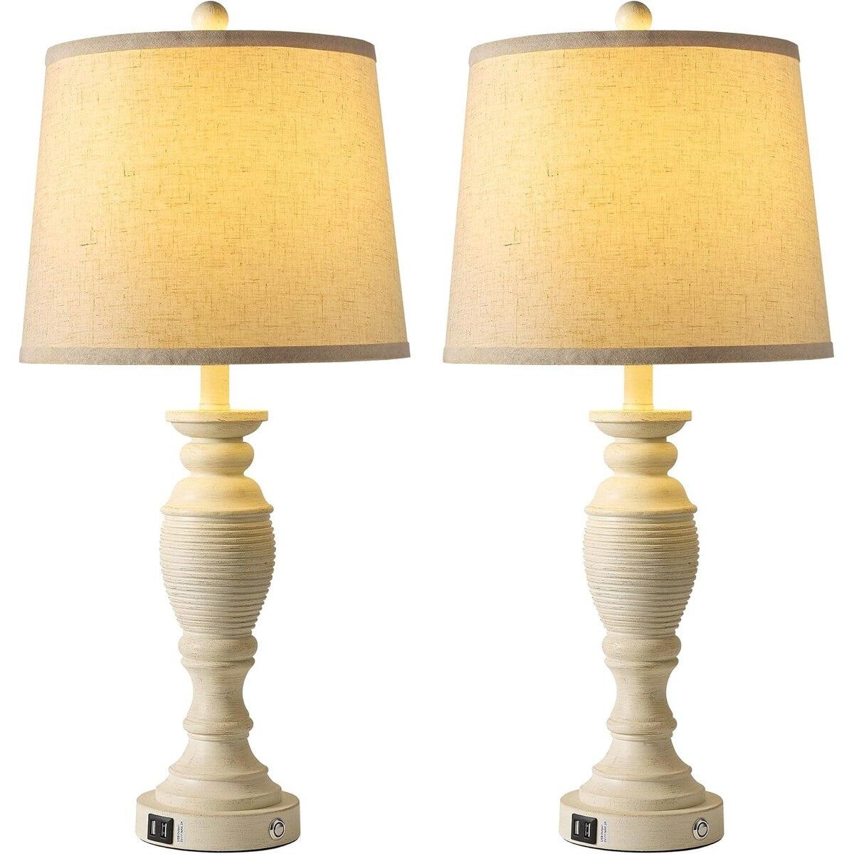 Farmhouse Table Lamps Set of 2, 3 Way Dimmable