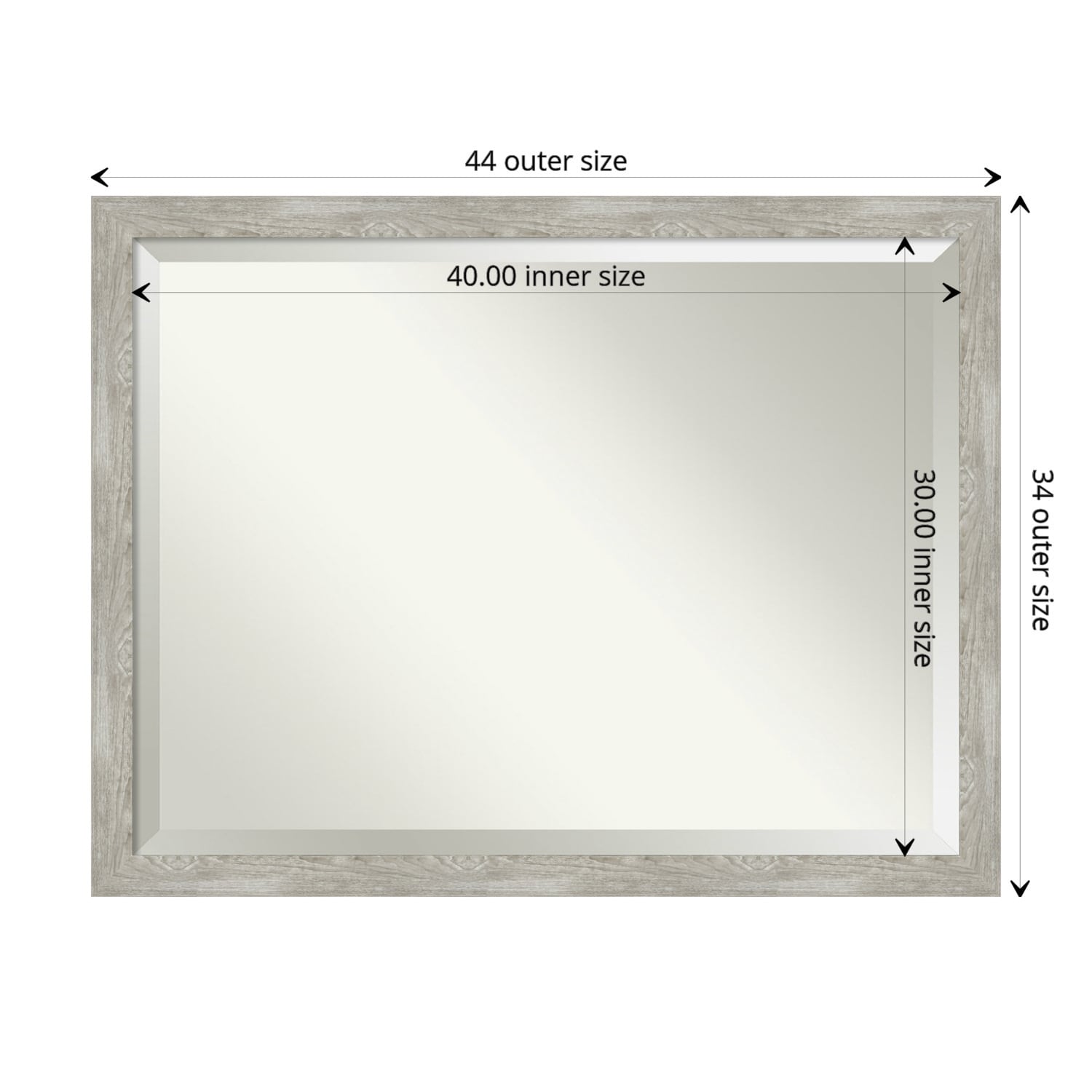 Beveled Bathroom Wall Mirror - Dove Greywash Narrow Frame