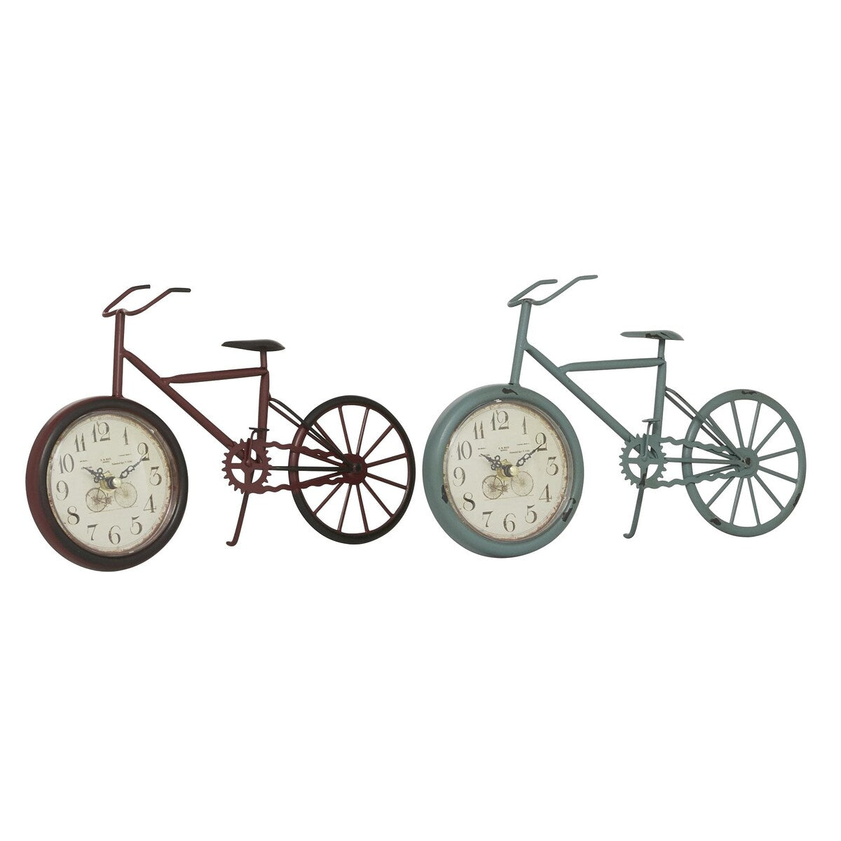 Metal Bike Decorative Clock - Set of 2 Black or Multi Colored - Roche River Decor