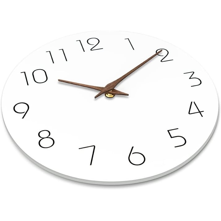 White Silent Non Ticking Wall Clocks Battery Operated