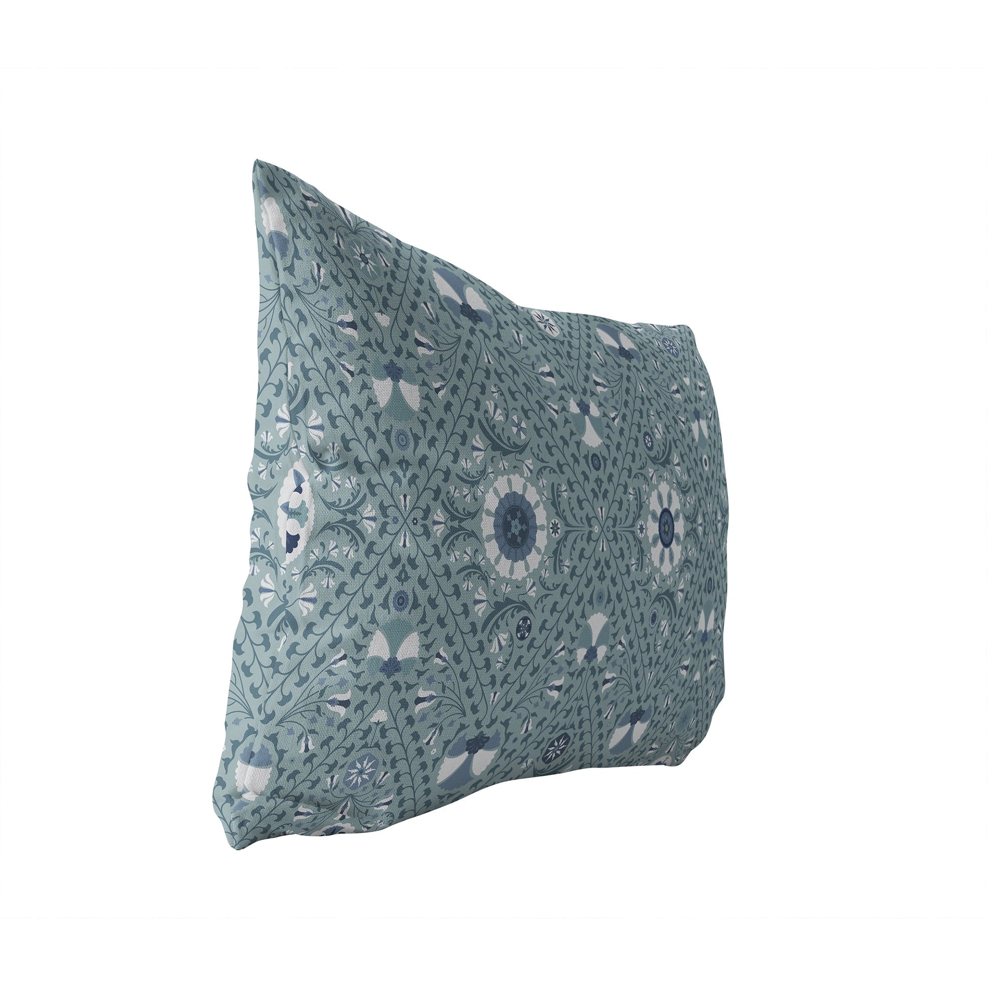 SUZANI IN TILES AQUA Lumbar Pillow By Marina Gutierrez