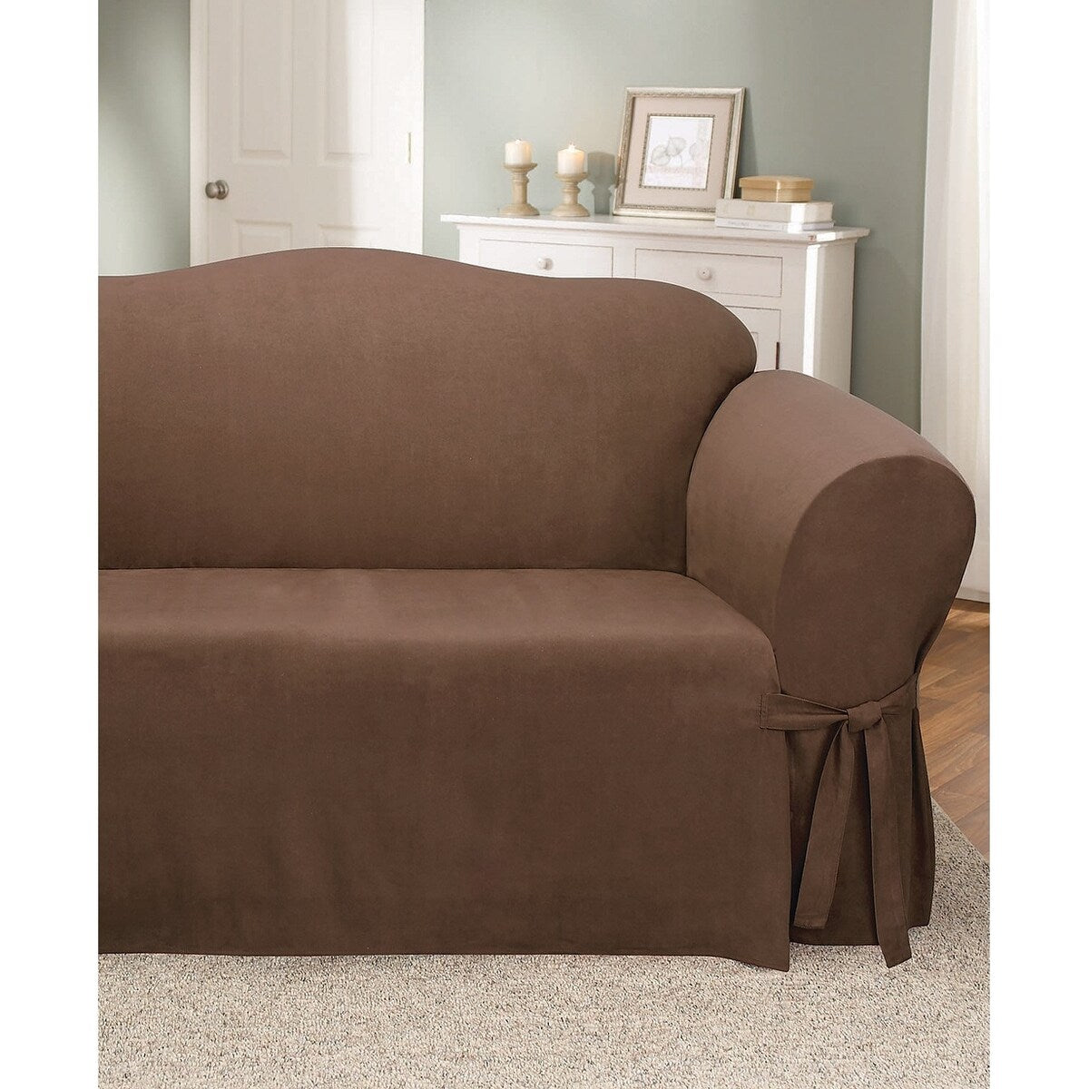 SureFit Soft Faux Suede LoveSeat Slipcover Chocolate