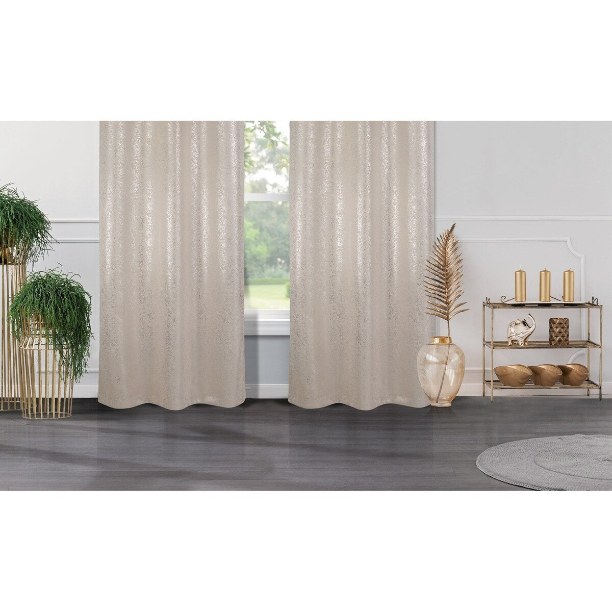 J&V Textiles Cassie Metallic Textured Blackout Grommet Top Curtains - 38X84 -76X84