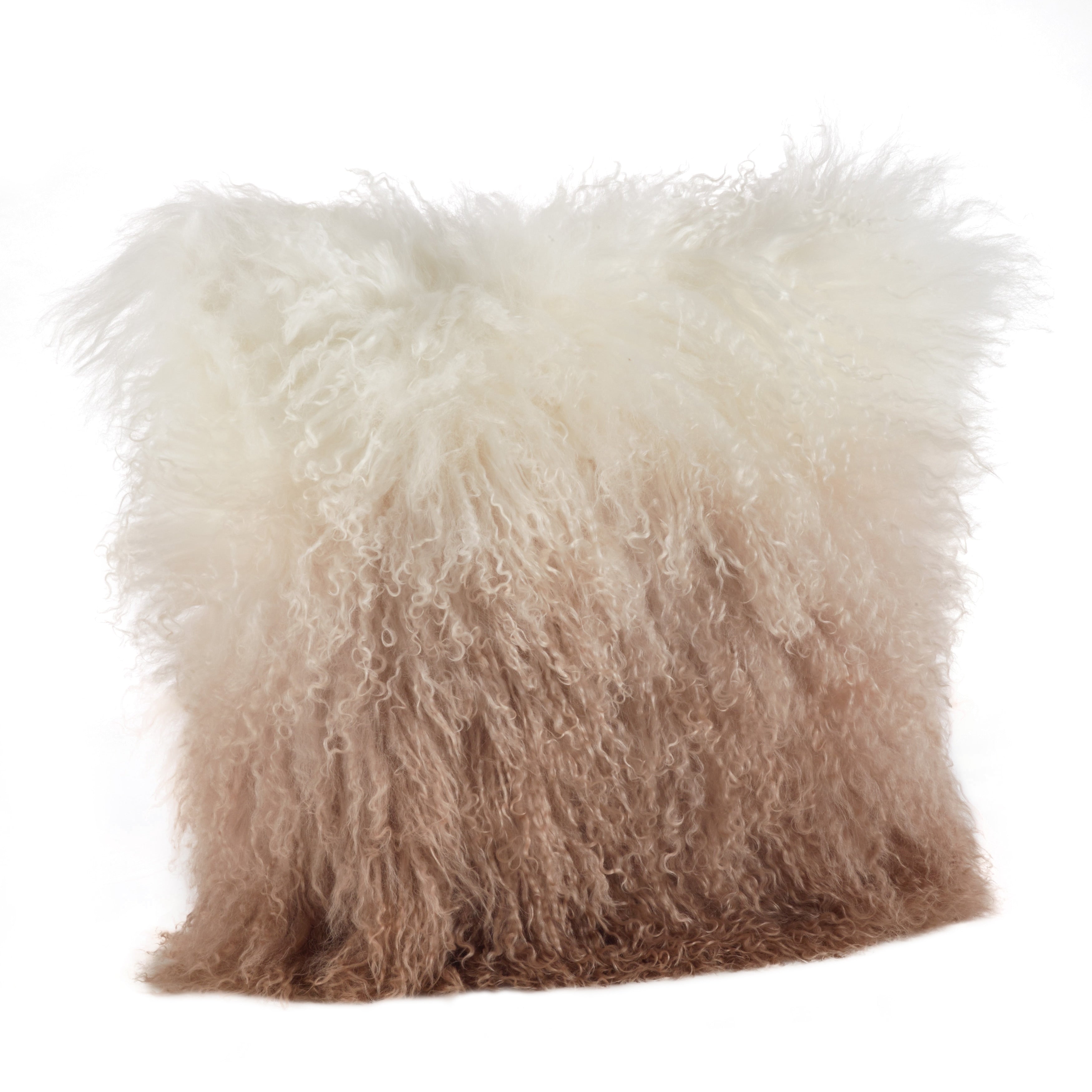 Mongolian Lamb Fur Ombre Throw Pillow