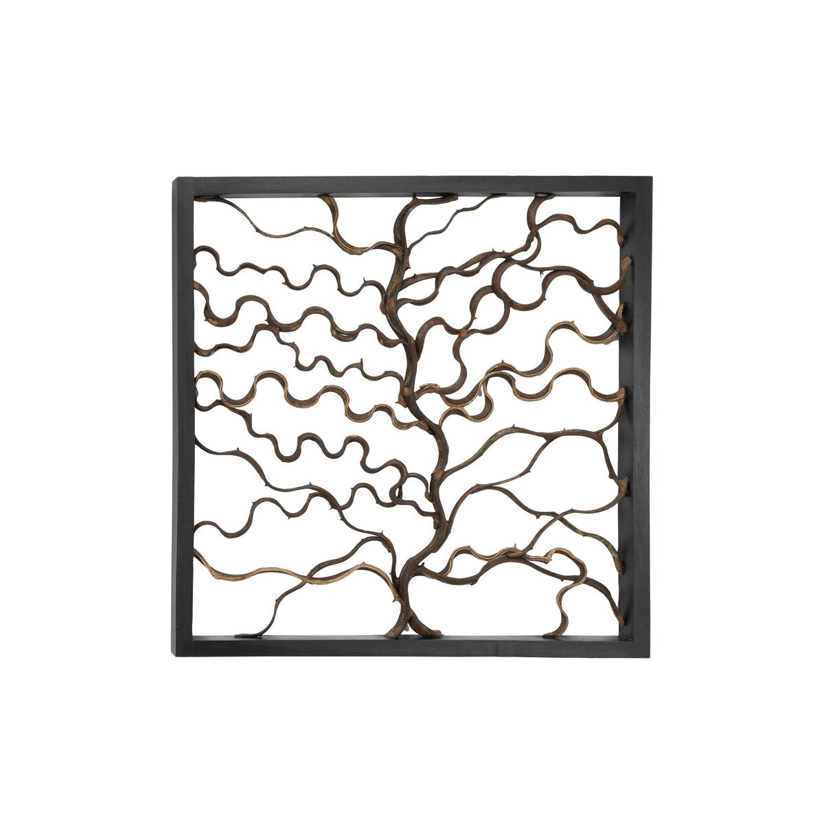 Wood Tree Branch Home Wall Decor with Black Frame - Brown - Roche River Decor