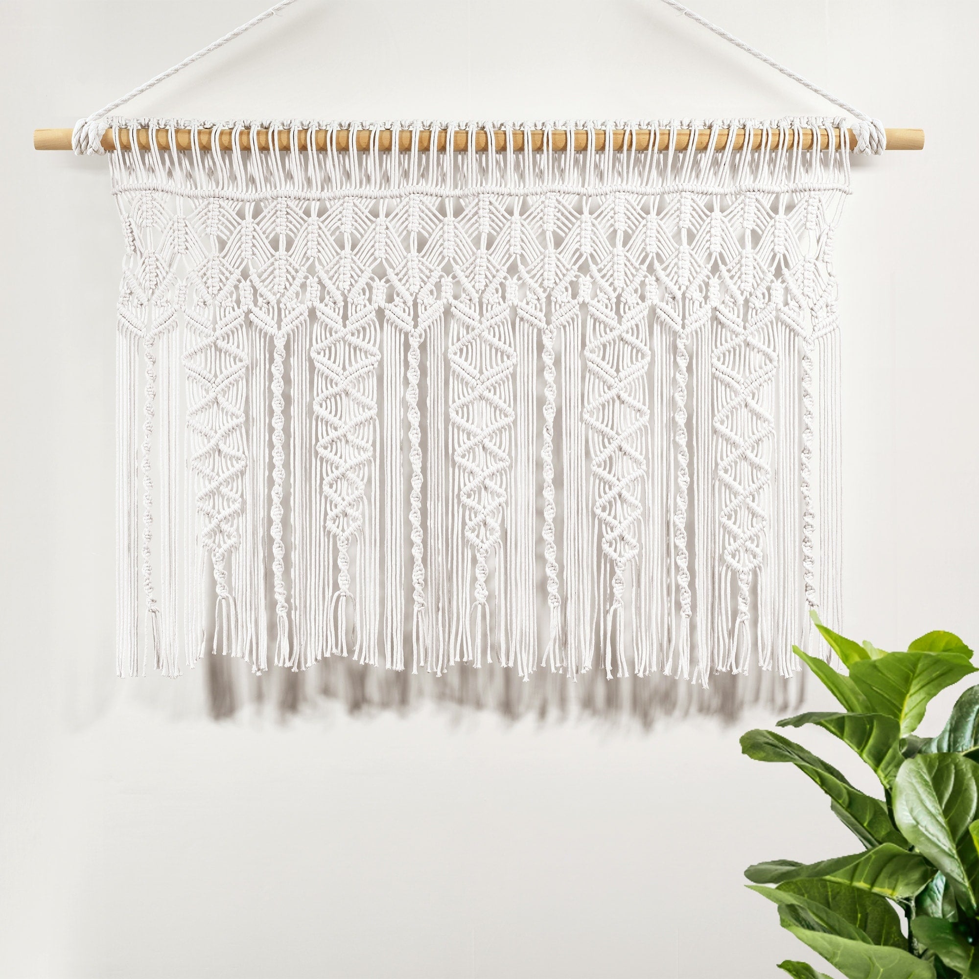 Lush Decor Boho Macrame Textured Cotton Valance/Kitchen Curtain/Wall Decor