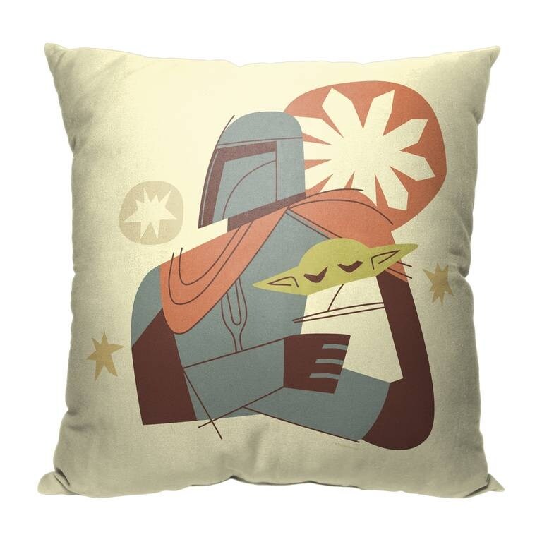 Lucus Star Wars The Mandalorian Holding Grogu 18 Inch Throw Pillow