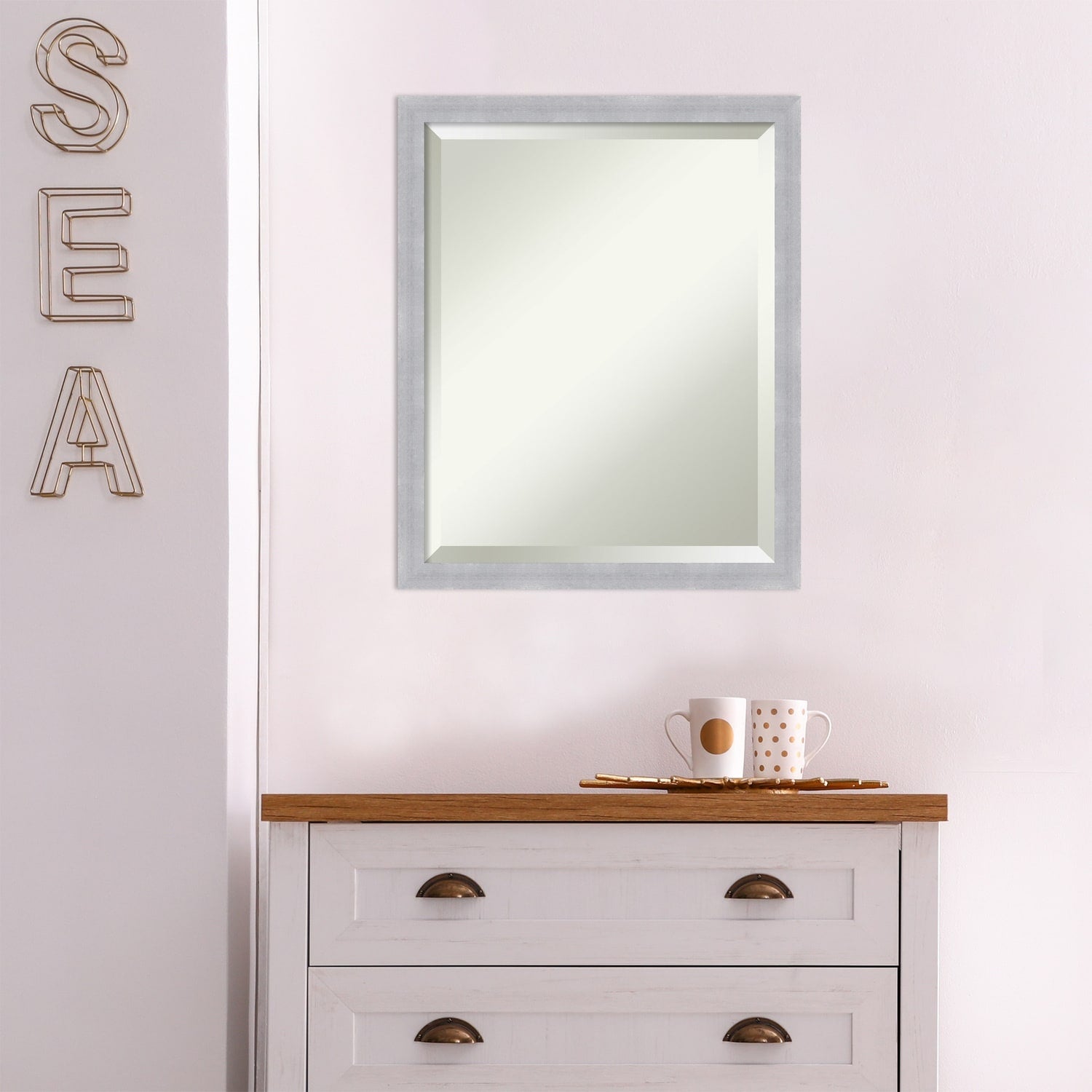 Beveled Wall Mirror - Grace Brushed Gold Narrow Frame