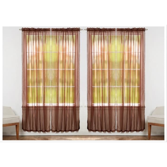 J&V Textiles 4 Pack Value Solid Sheer Window Curtain Panels - 55X84