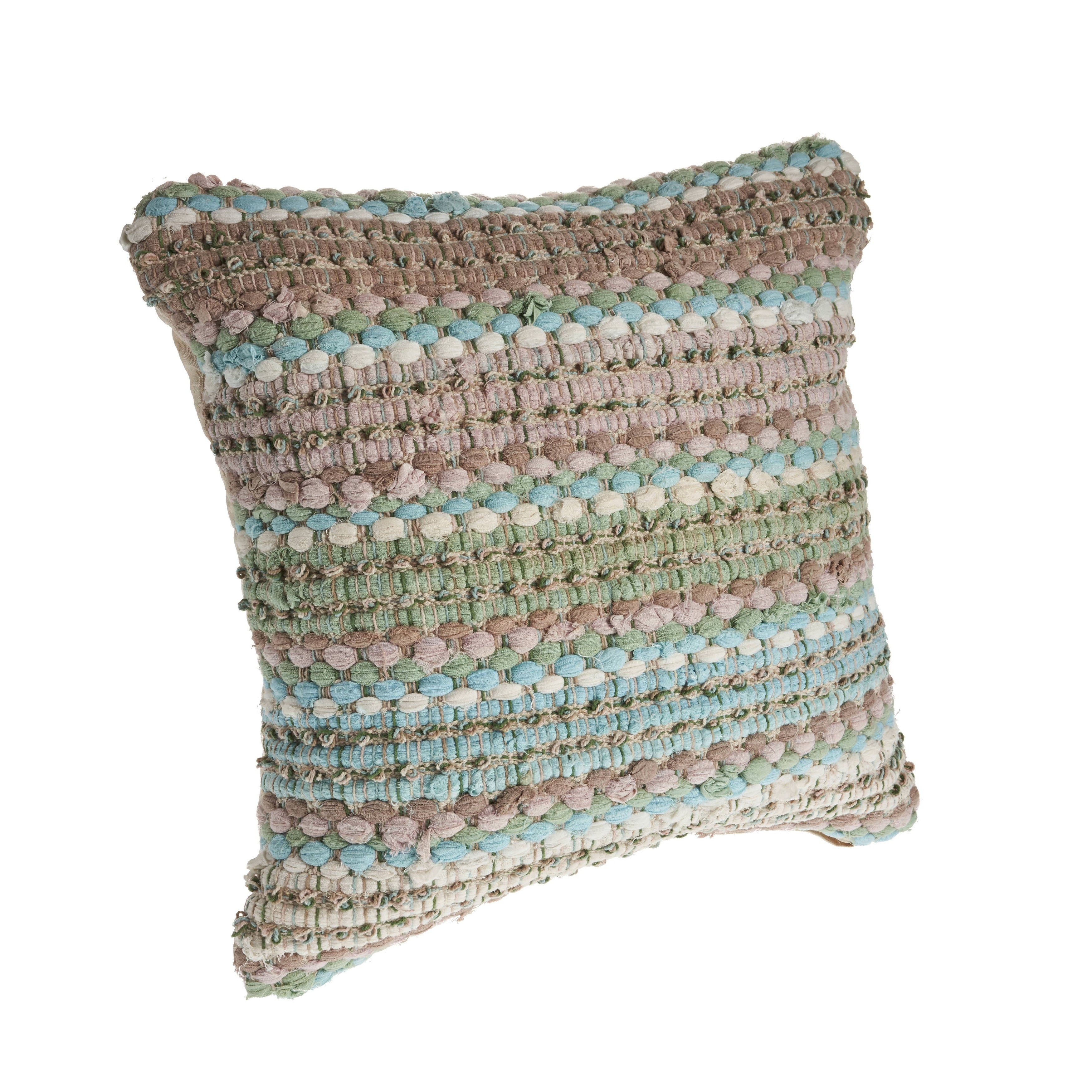 Sevita Coil Striped Chindi Cotton Throw Pillow, Set of 2