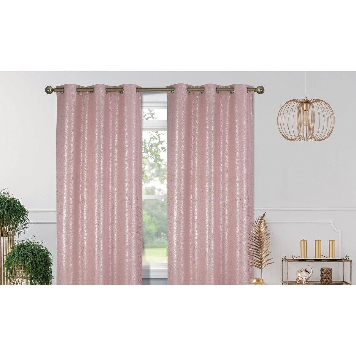 J&V Textiles Cassie Metallic Textured Blackout Grommet Top Curtains - 38X84 -76X84