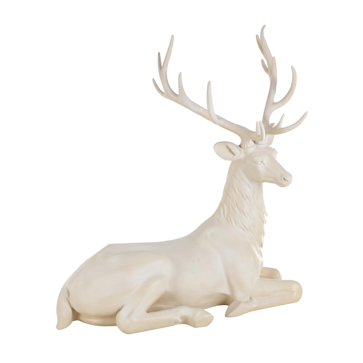 Resin Reindeer Large Textured Floor Decorative Christmas Sculpture - Cream - Roche River Decor