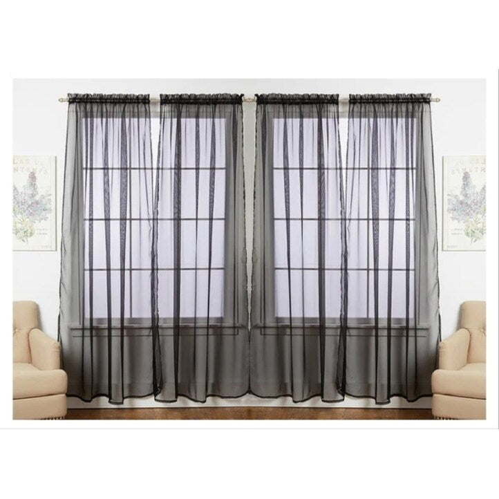 J&V Textiles 4 Pack Value Solid Sheer Window Curtain Panels - 55X84