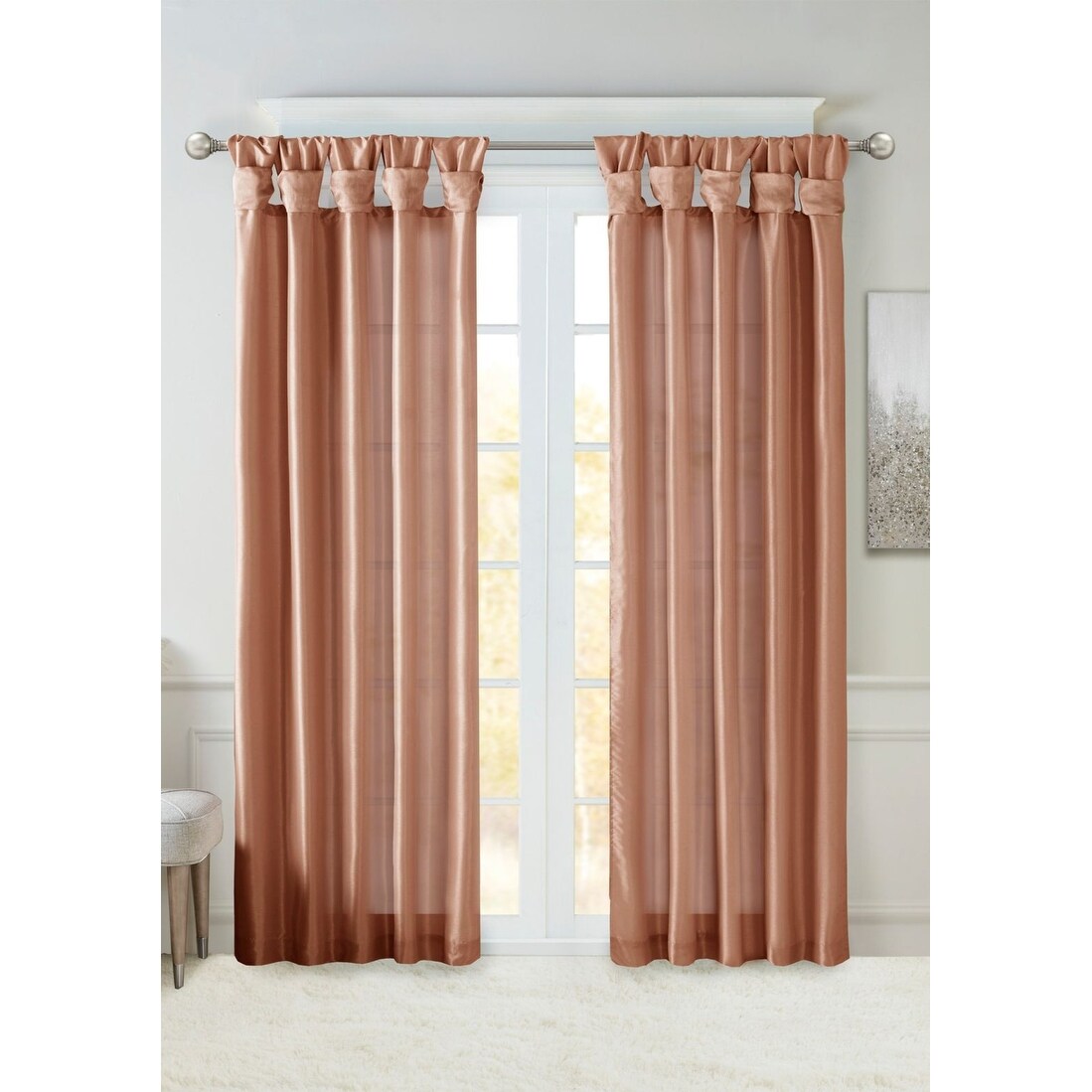 Madison Park Emilia 84-Inch Twist Tab Window Curtain Panel Spice