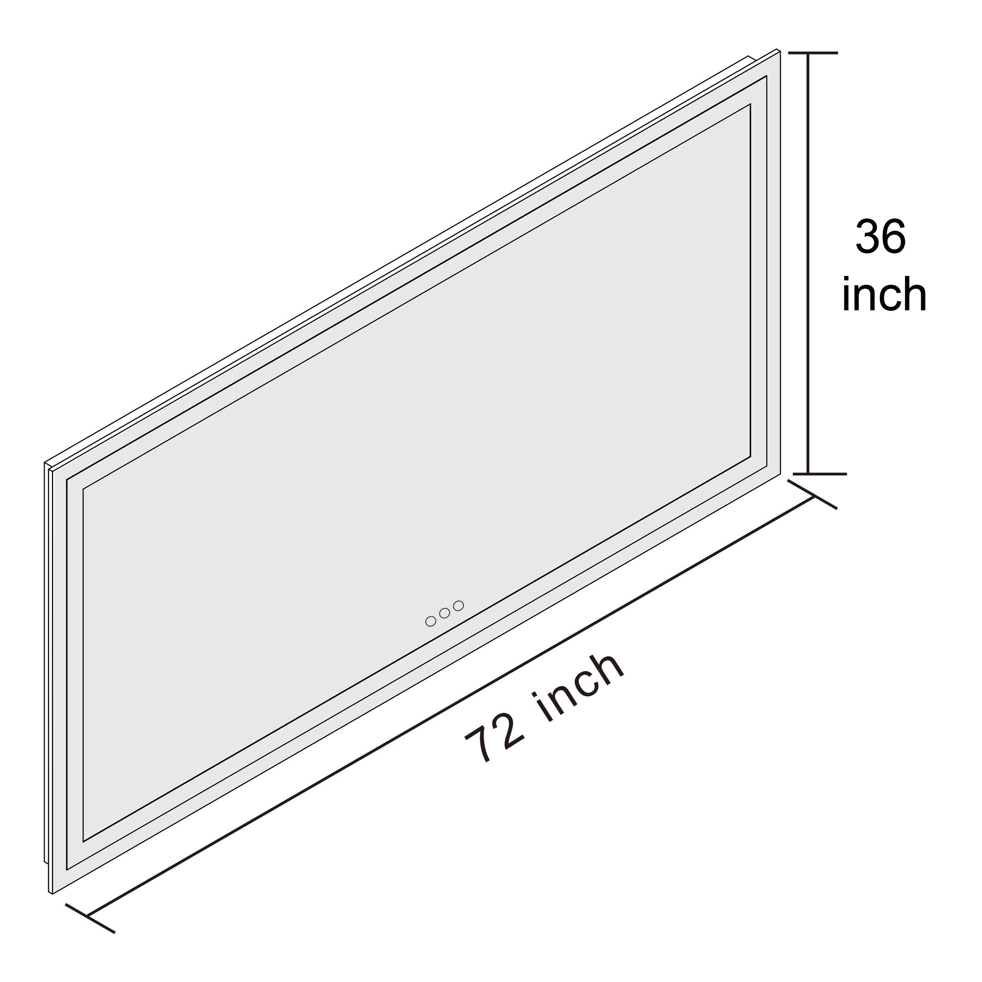 Large Rectangular Frameless Anti-Fog LED Light Wall Mounted Bathroom Vanity Mirror in White - N/A