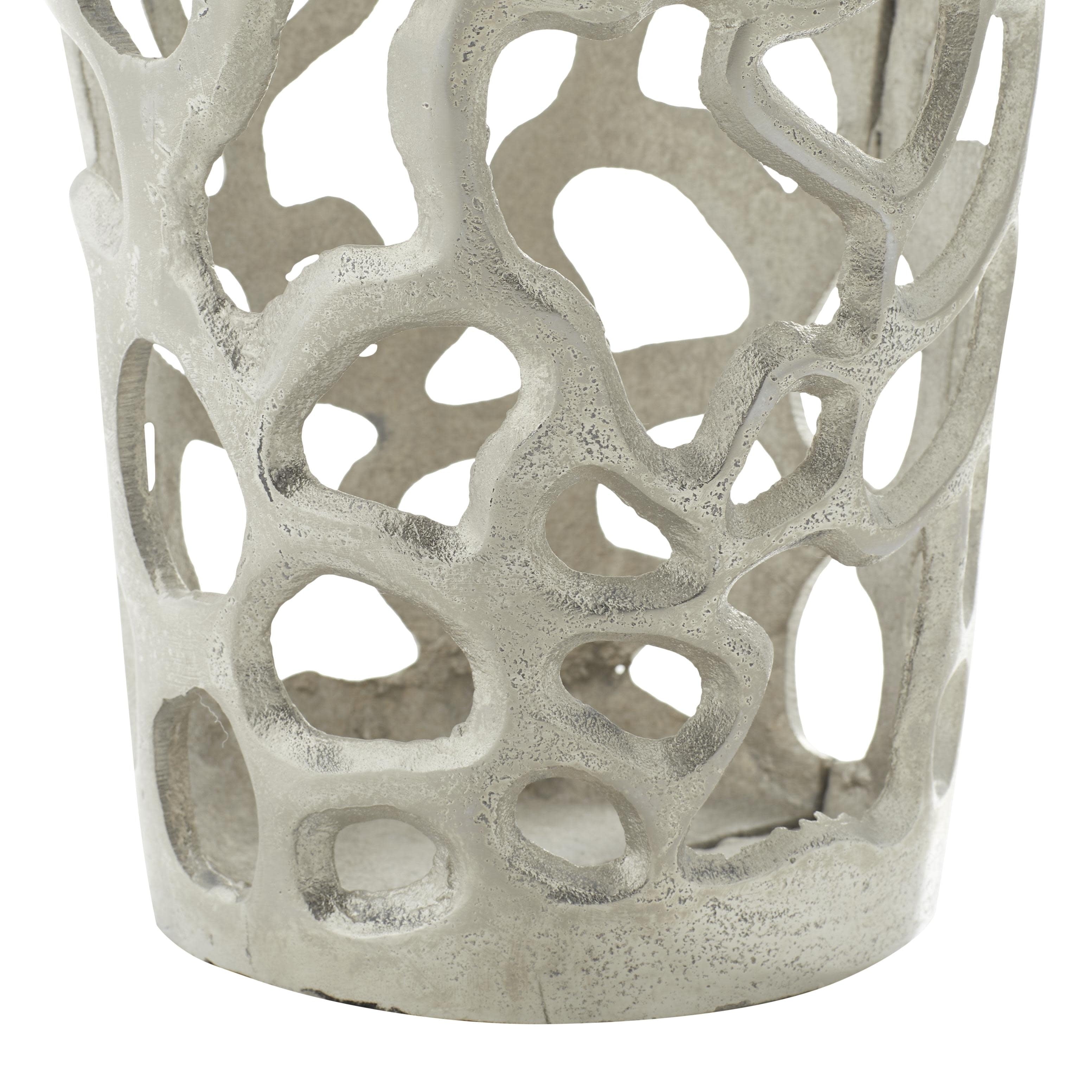 Aluminum Metal Cutout Coral Decorative Vase - Gold or Silver - Roche River Decor