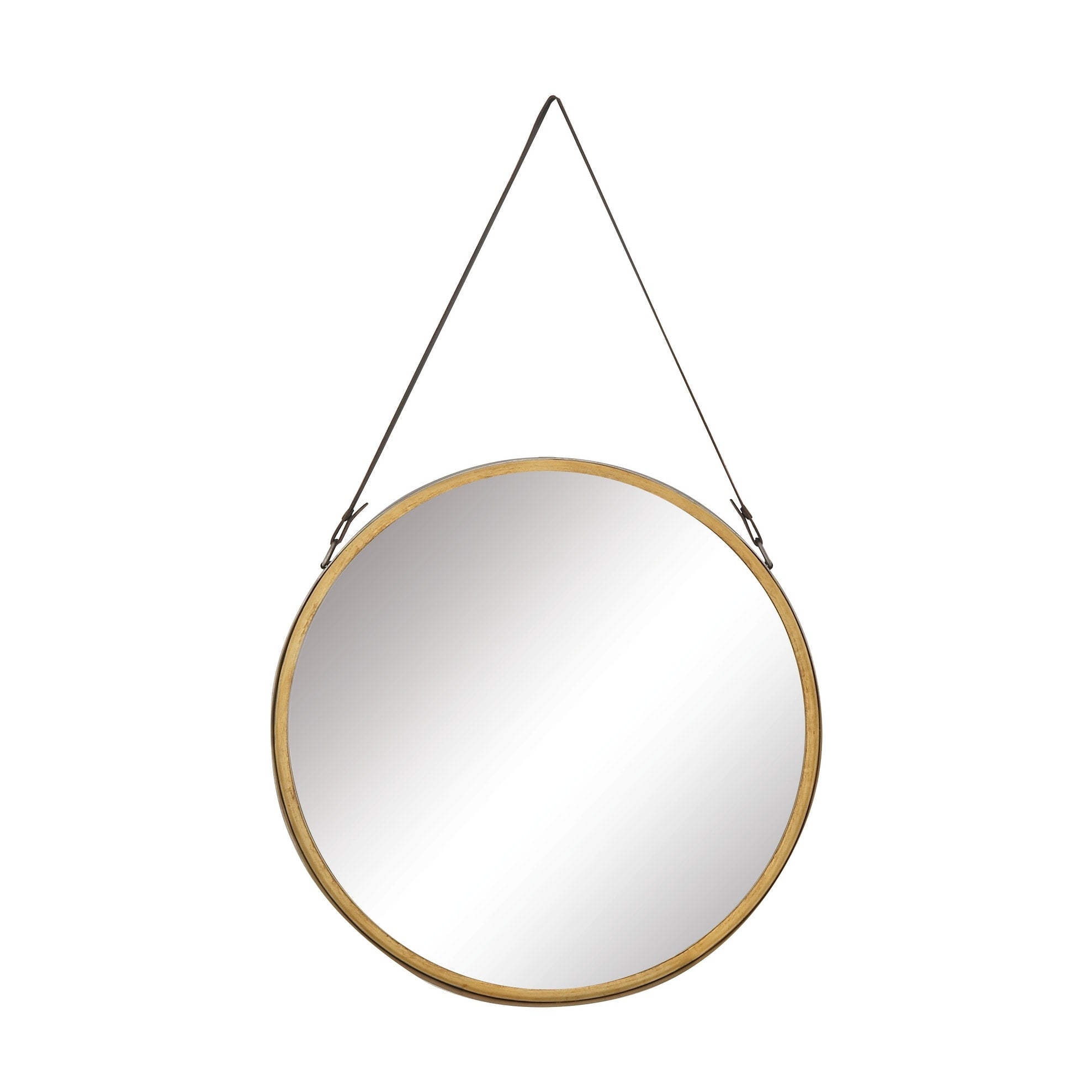 Gold Metal Room Wall Mirror with Leather Strap