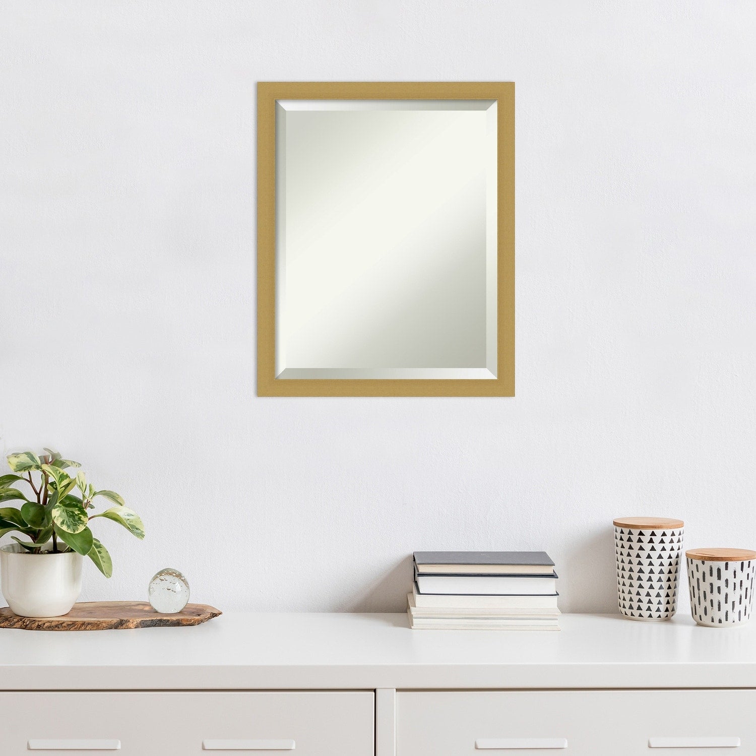 Beveled Wall Mirror - Grace Brushed Gold Narrow Frame