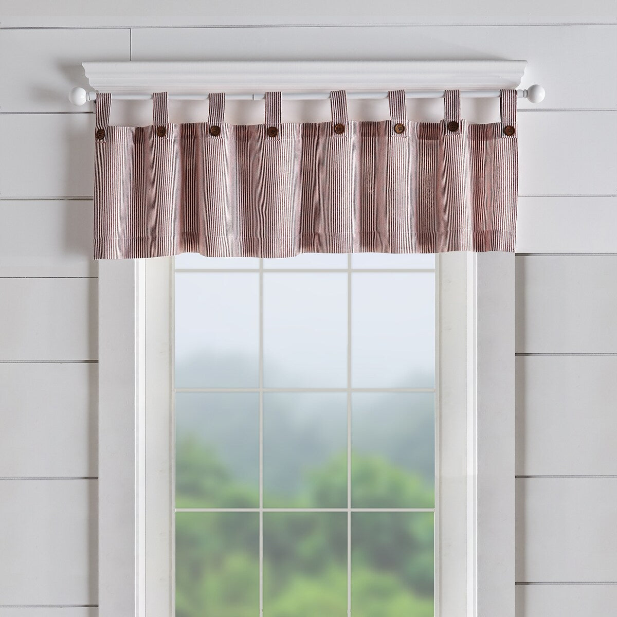 Tucker Ticking Stripe Kitchen Curtain Valance - 60w x 15l - 60w x 15l