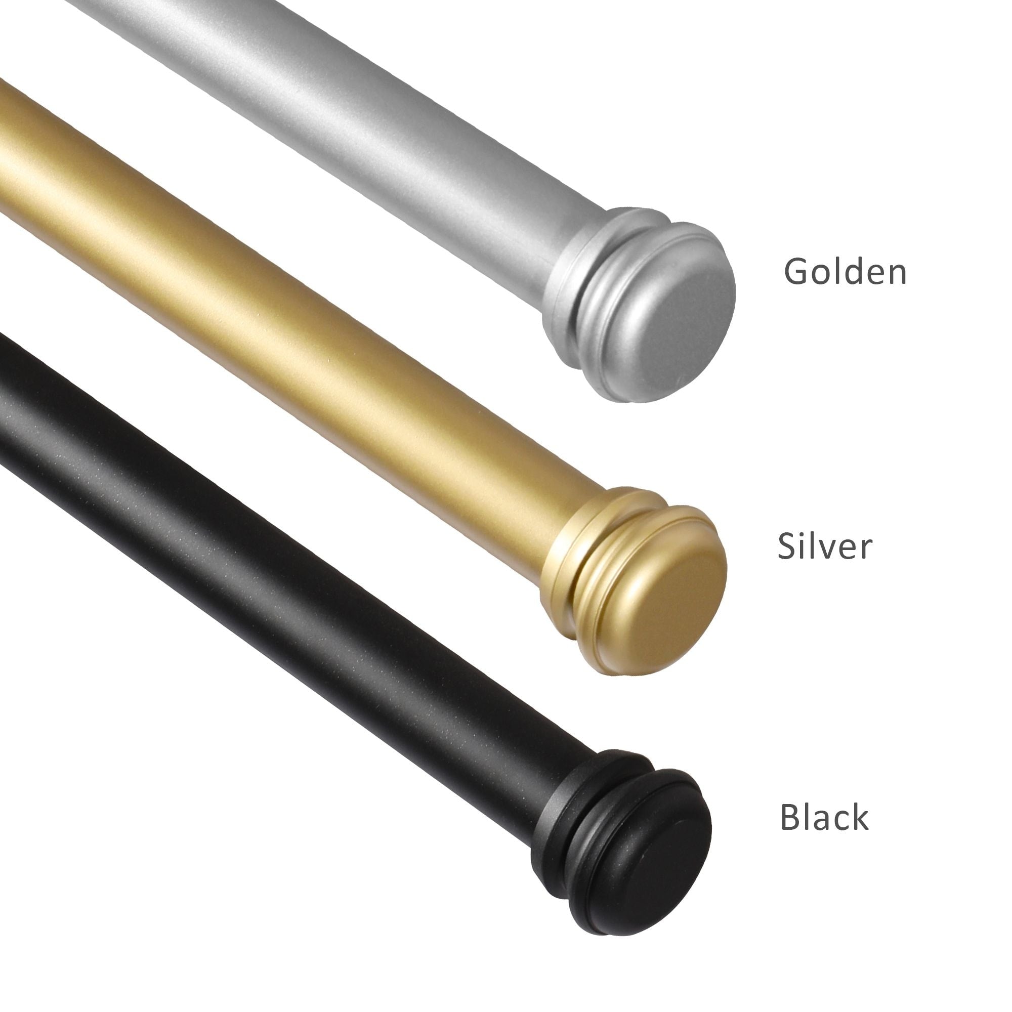 Drapery Window Curtain Rod- Lordear End Cap Finials Single Curtain Rod - Gold/Black/Silver