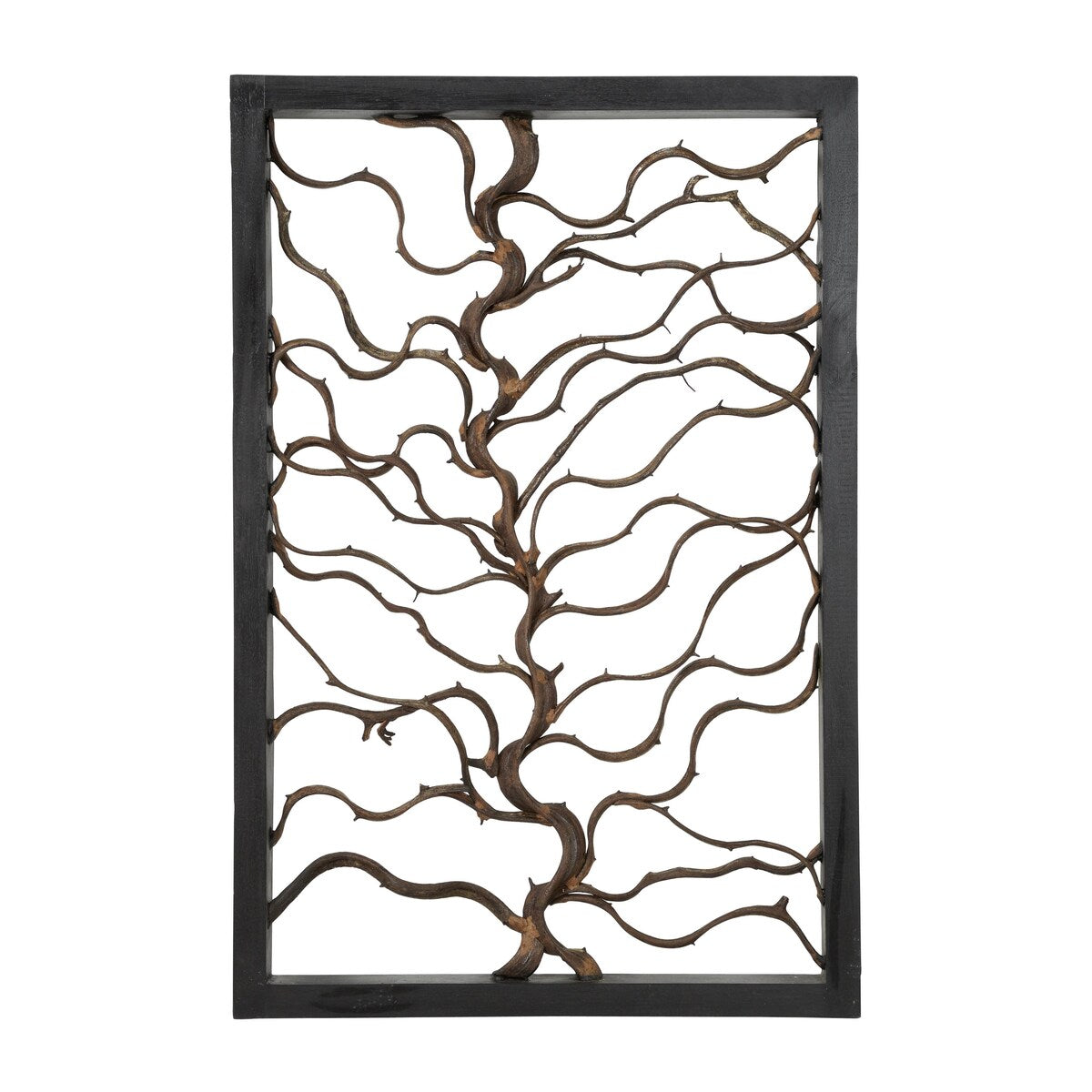 Wood Tree Branch Home Wall Decor with Black Frame - Brown - Roche River Decor