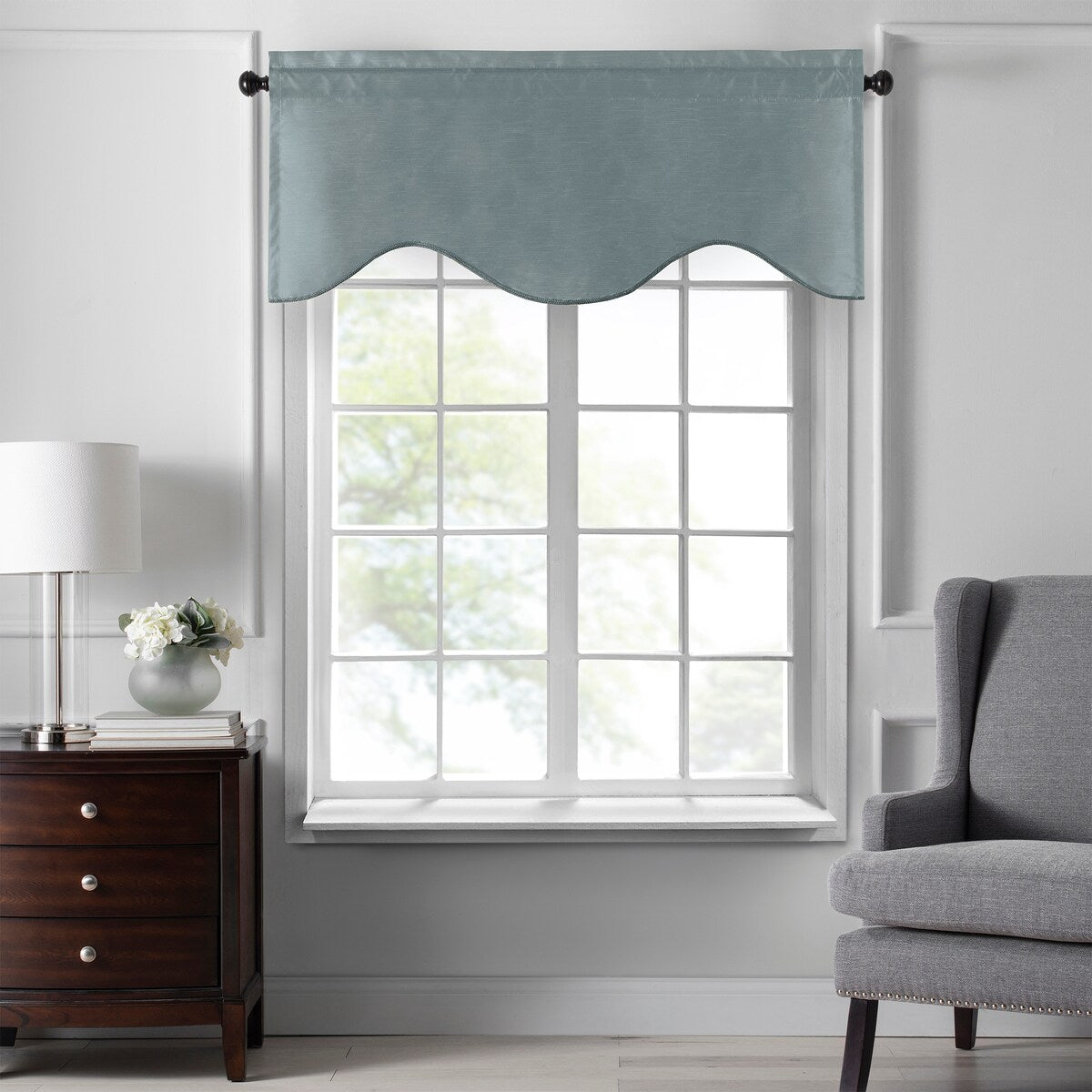 Gracewood Hollow Foster Faux Silk Scalloped Window Valance - 50x21