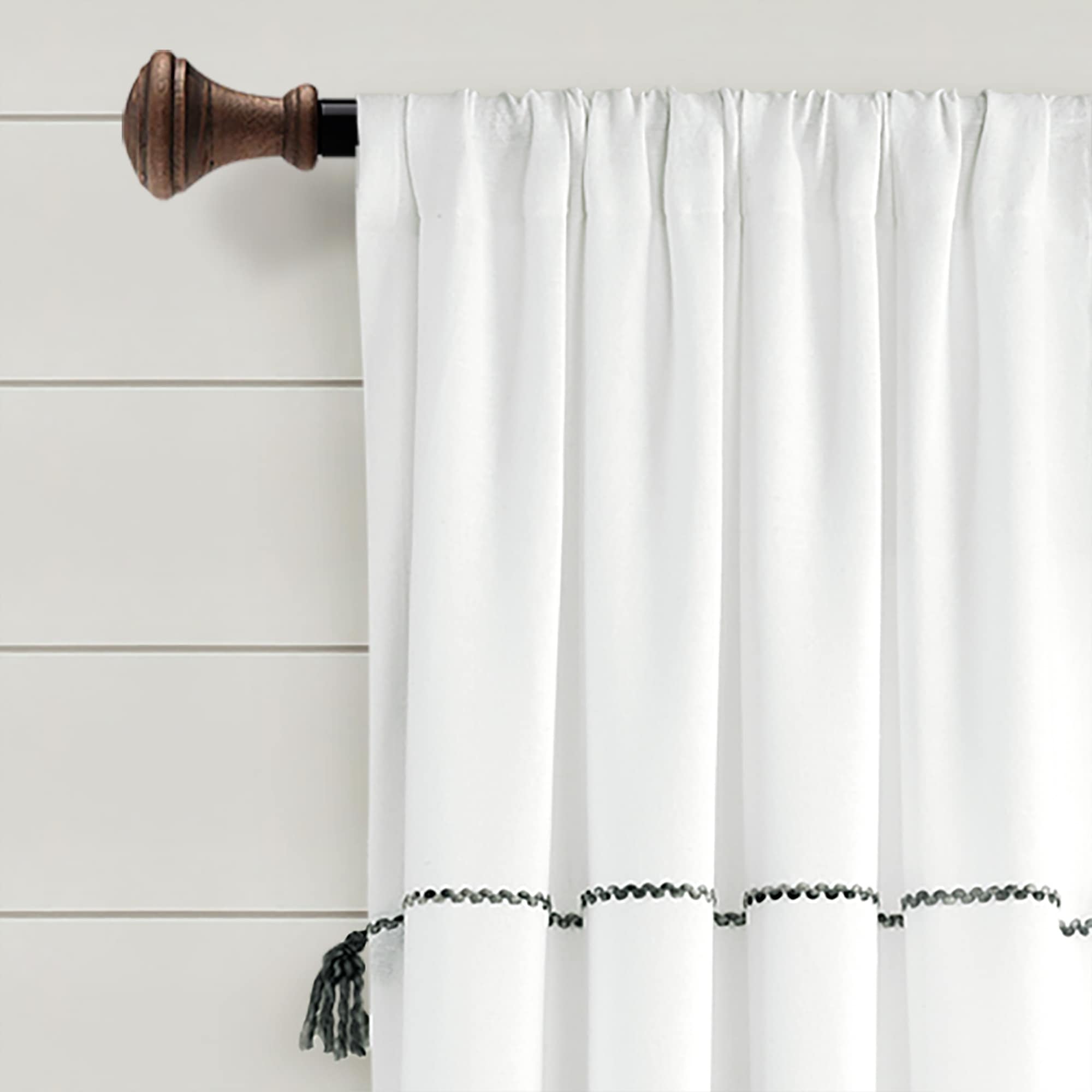 Lush Decor Farmhouse Boho Stripe Woven Tassel Yarn Dyed Cotton Window Curtain Panel Pair