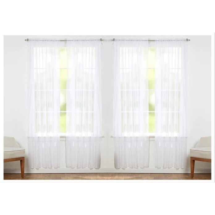 J&V Textiles 4 Pack Value Solid Sheer Window Curtain Panels - 55X84