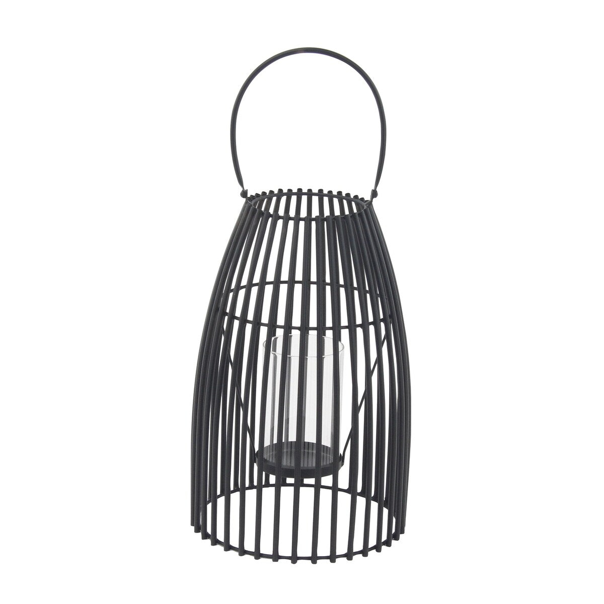 Metal Decorative Indoor Outdoor Candle Lantern with Handle - Black - Roche River Decor