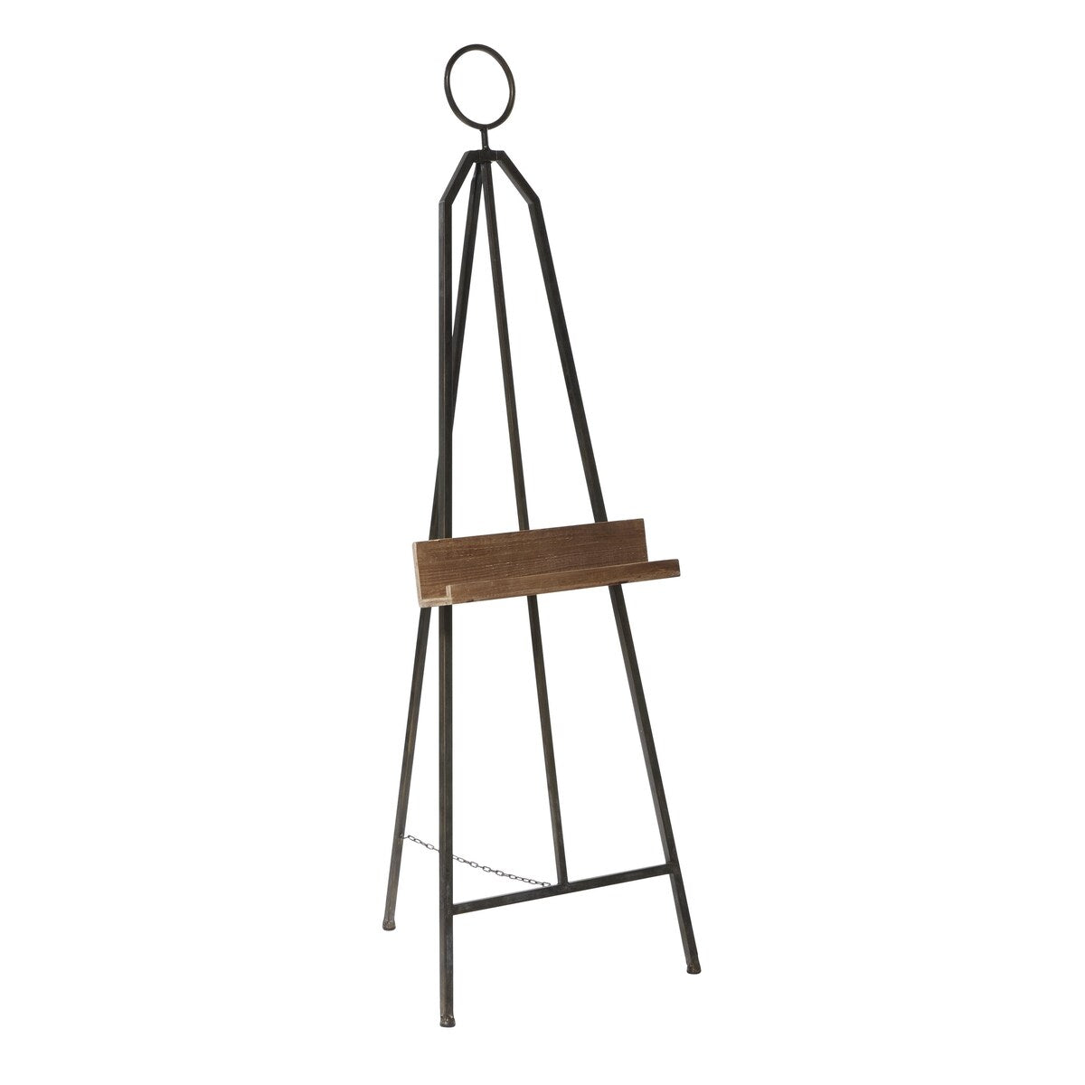 Metal Adjustable Display Easel with Chain Support and Wood Tray - Black - Roche River Decor