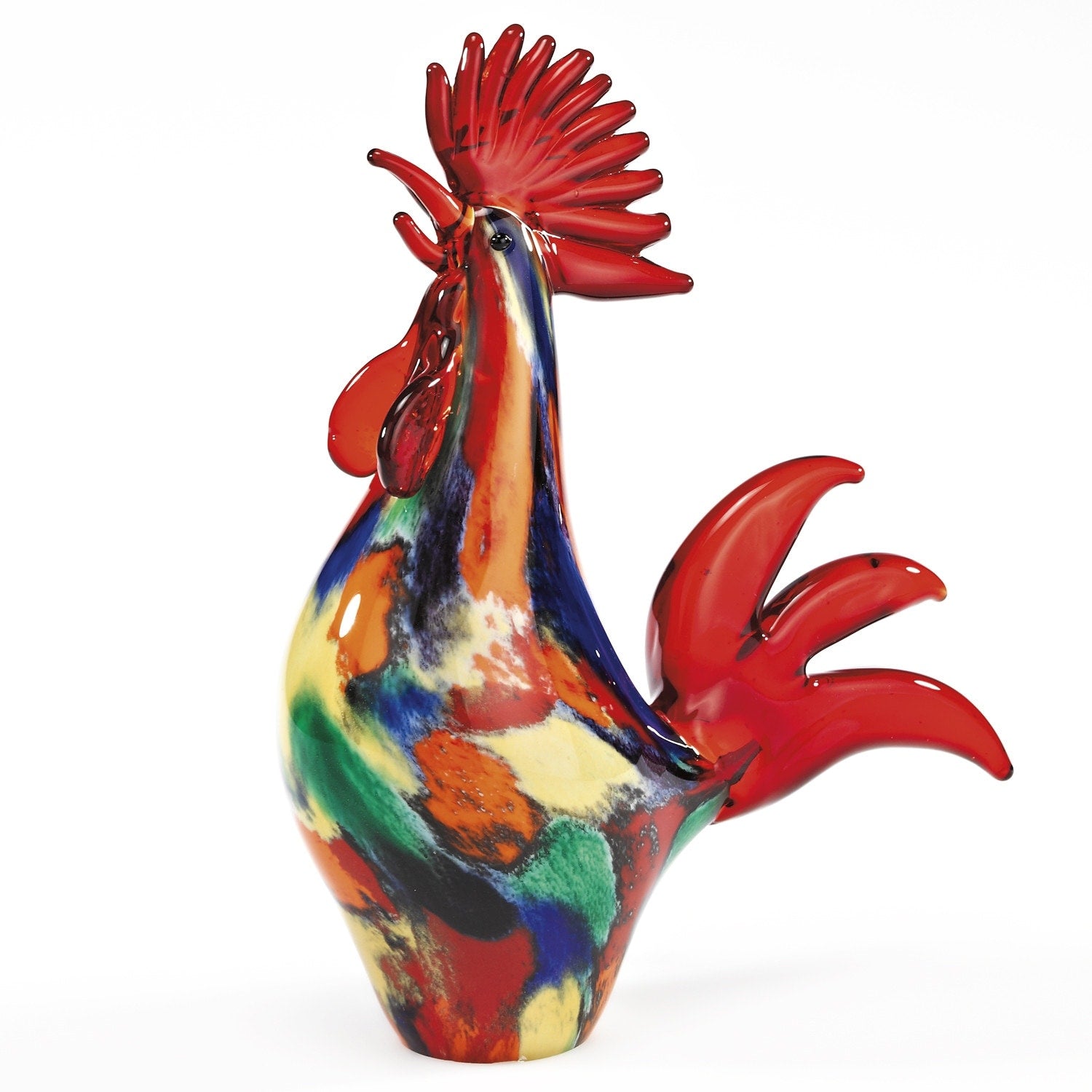 HomeRoots 11 Red Murano Glass Rooster Figurine Tabletop Sculpture