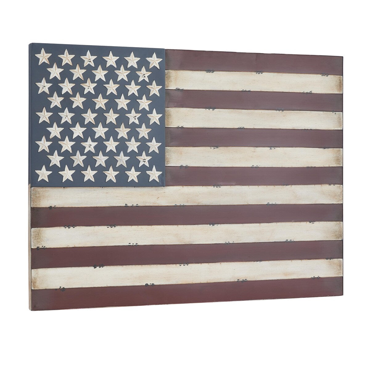 Metal American Flag Indoor Outdoor Home Wall Decor - Red - Roche River Decor