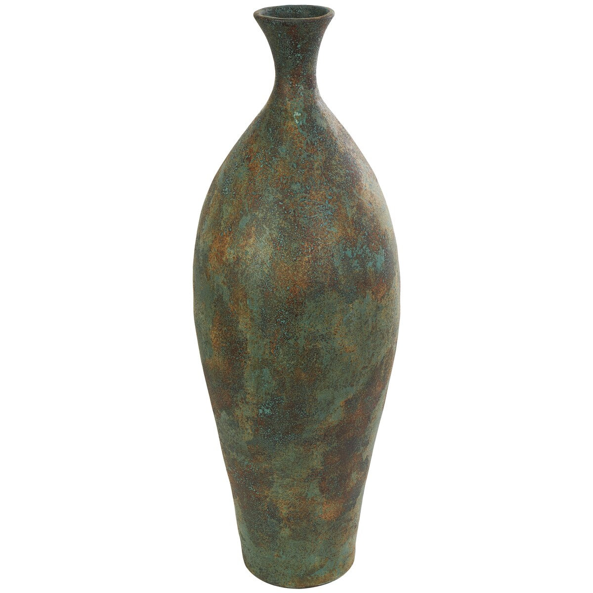 Ceramic Tall Distressed Antique Style Decorative Vase - Green - Roche River Decor