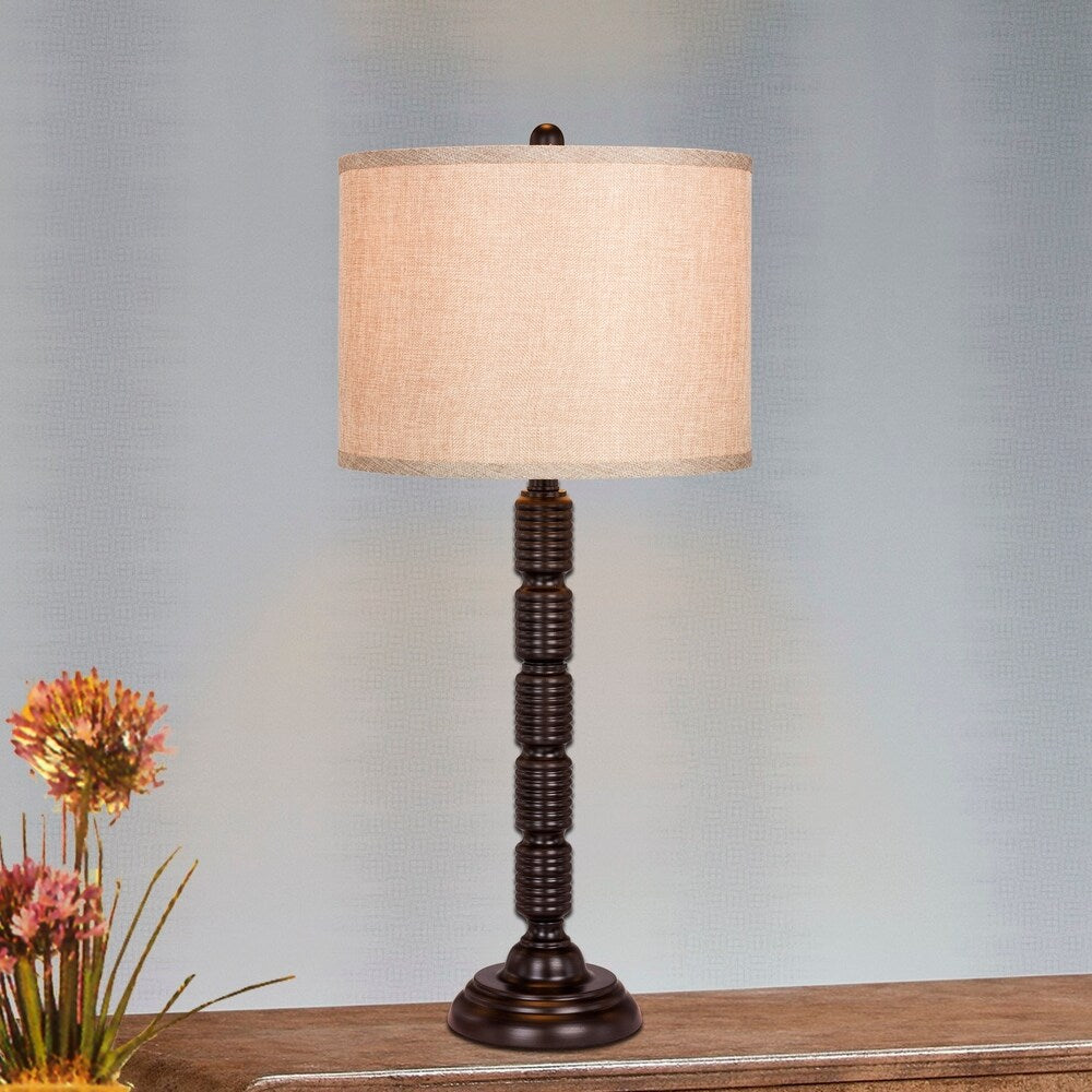 Fangio Lighting's 1562ORB 30.5 in. Industrial, Ribbed Metal Table Lamp in a Oil Rubbed Bronze Finish