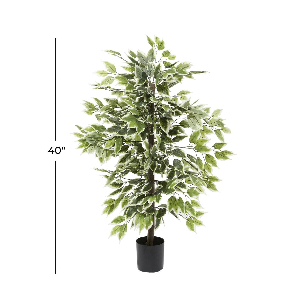 Faux Foliage Ficus Artificial Tree with Realistic Leaves and Black Plastic Pot - Green - Roche River Decor