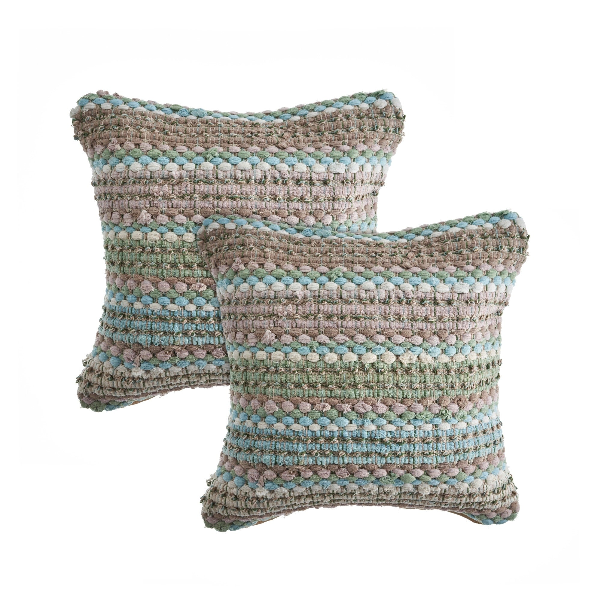 Sevita Coil Striped Chindi Cotton Throw Pillow, Set of 2