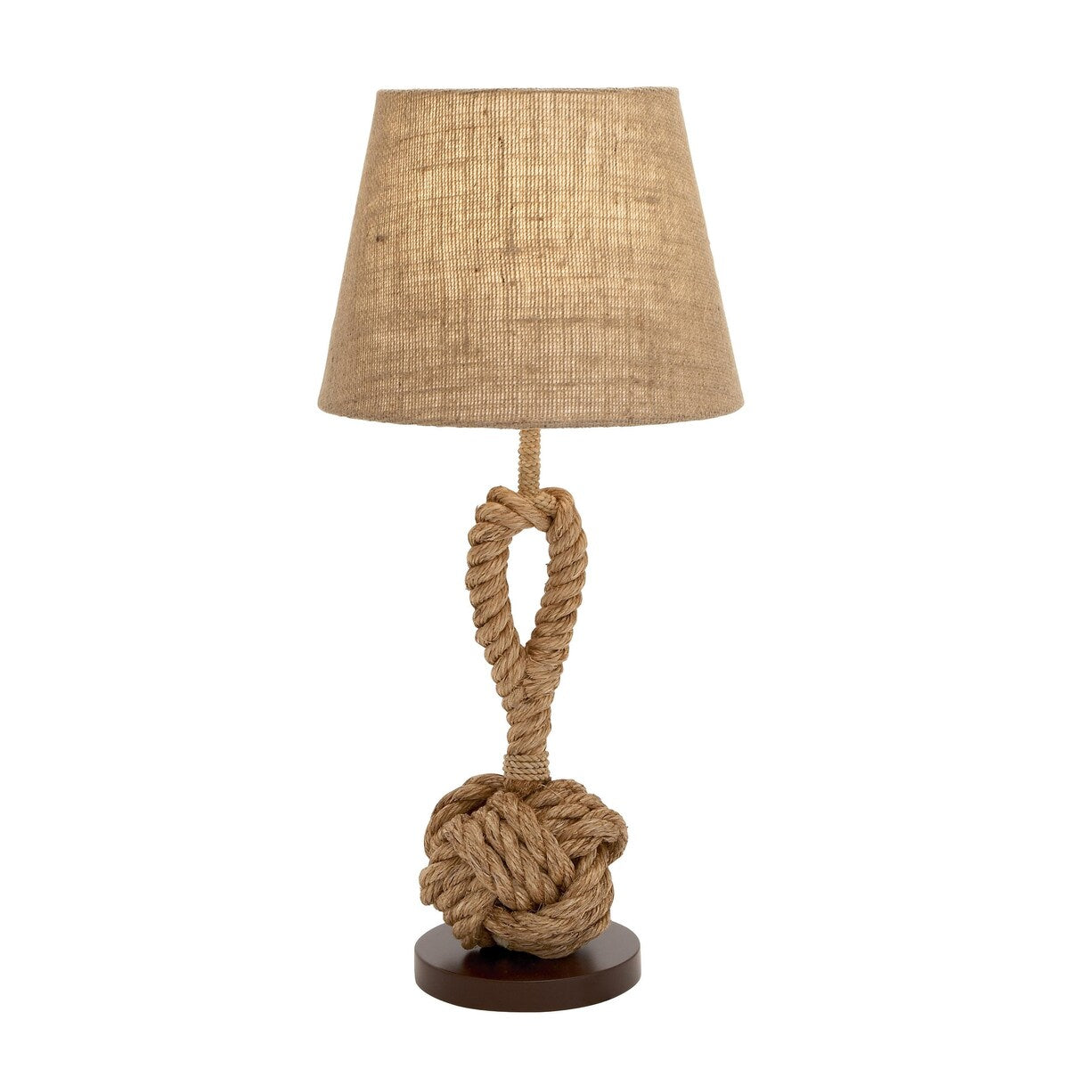 Jute Rope Twisted Rope Room Table Lamp with Linen Shade - Brown - Roche River Decor